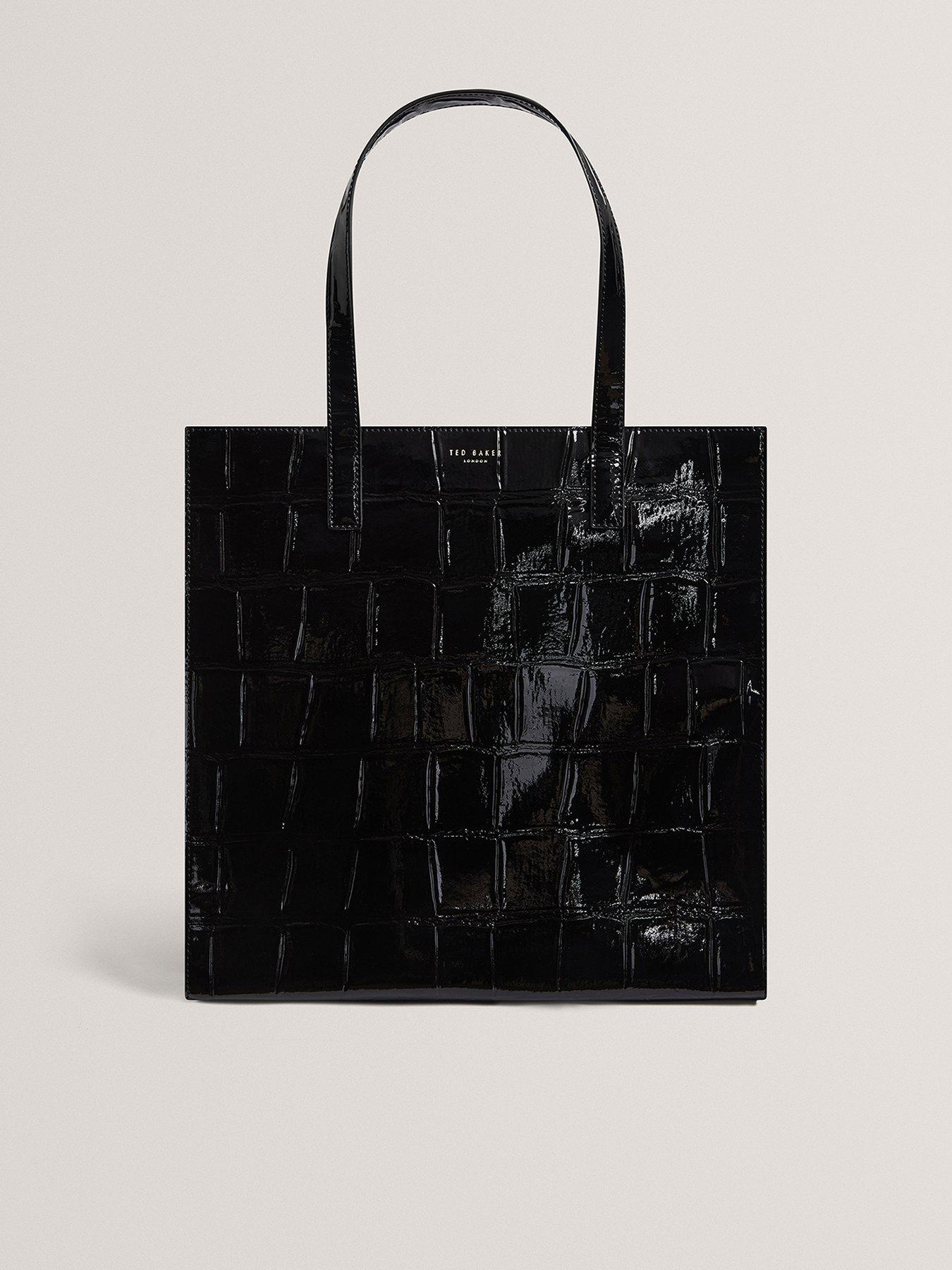Image 1 of 5 of Ted Baker Croc Effect Large Icon Bag - Black