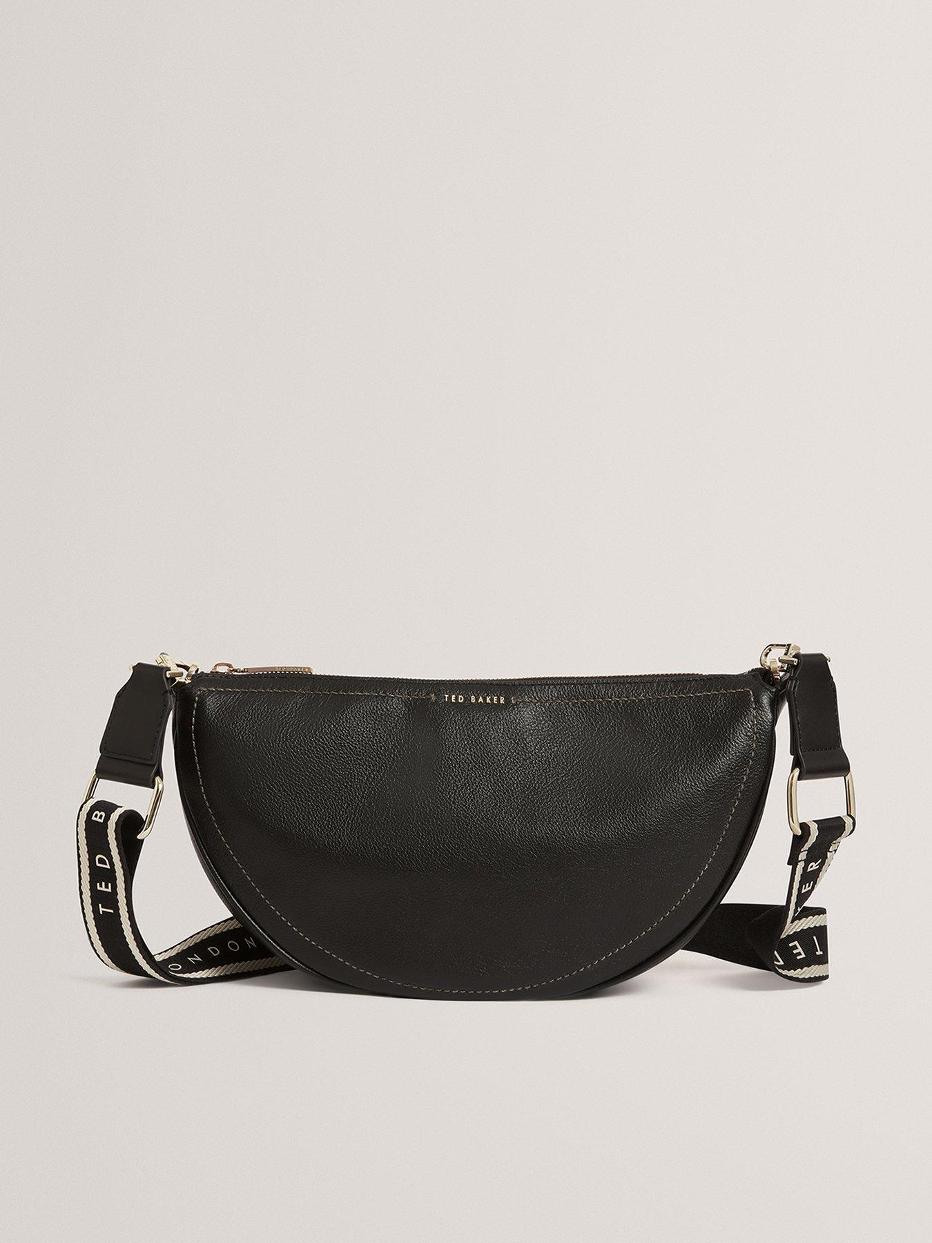 Ted Baker Webbing Leather Half Moon Crossbody Bag - Black