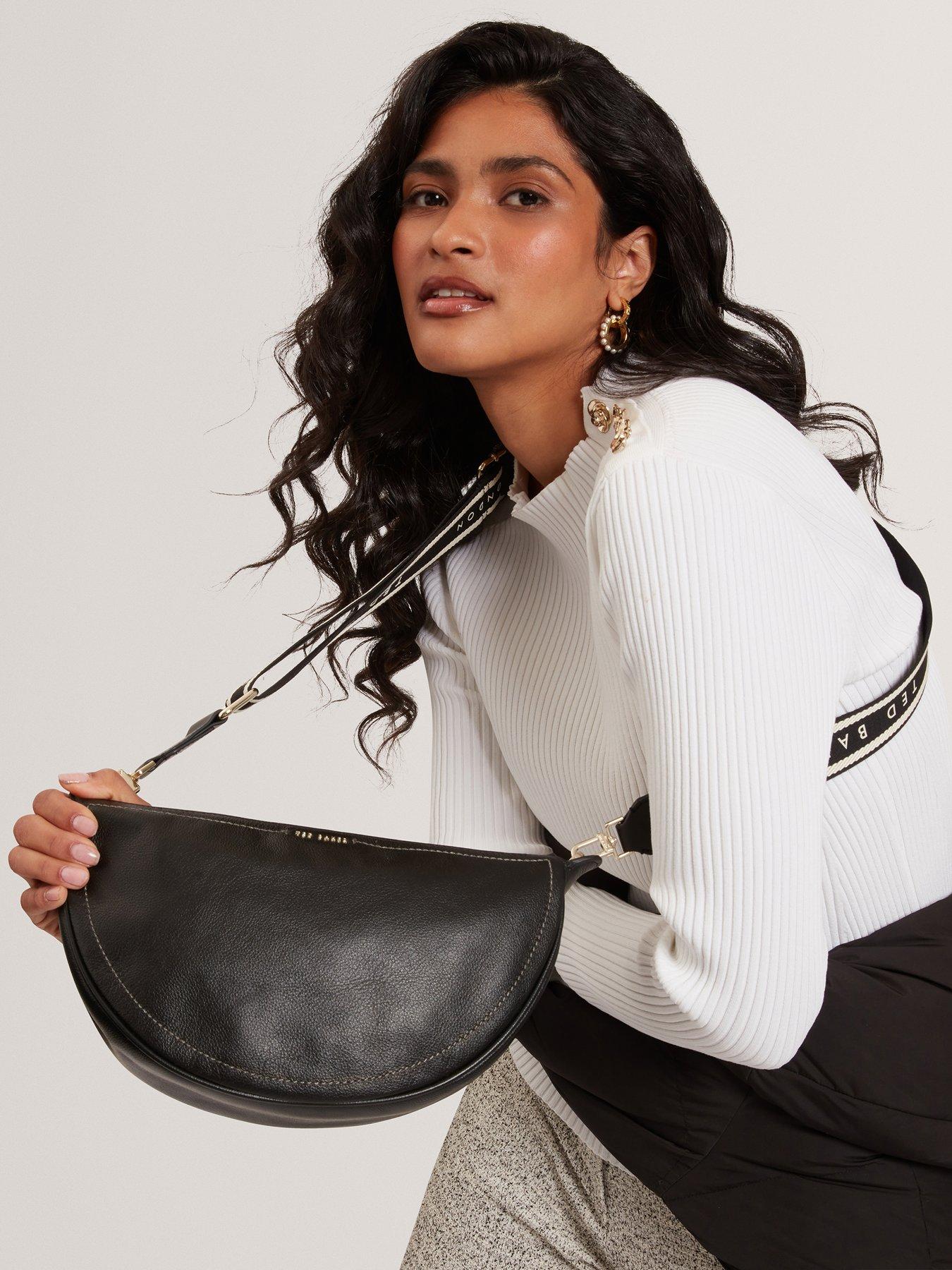 Image 2 of 5 of Ted Baker Webbing Leather Half Moon Crossbody Bag