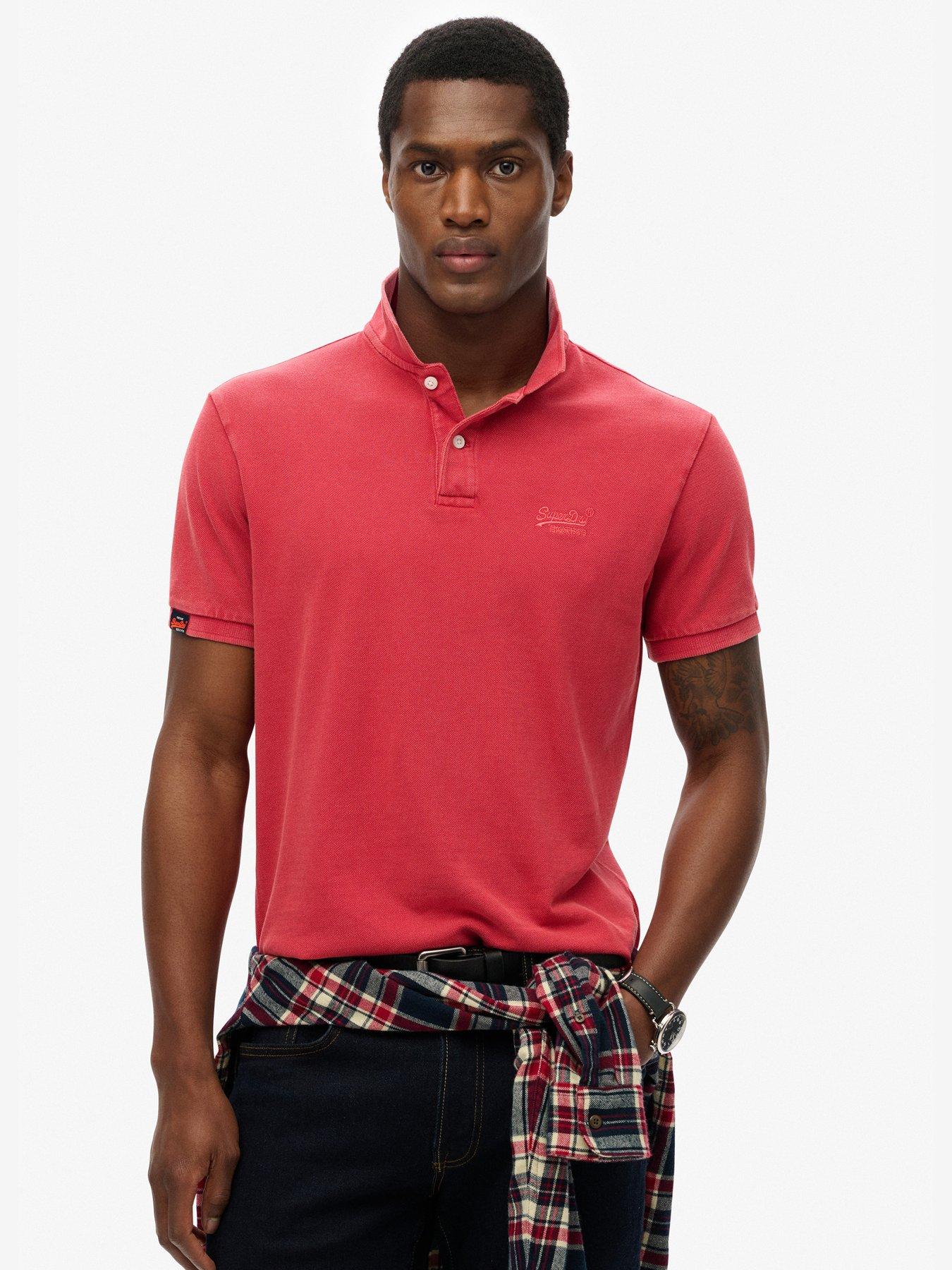 Image 1 of 5 of Superdry Vintage Destroy Polo Shirt - Red