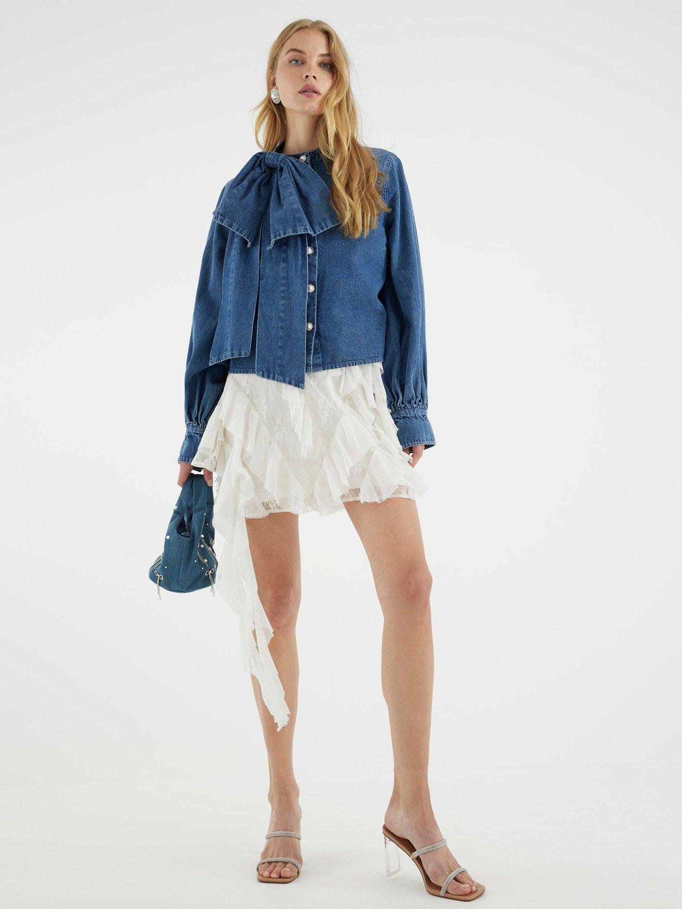 River Island Tilly Pussybow Volume Blouse - Blue