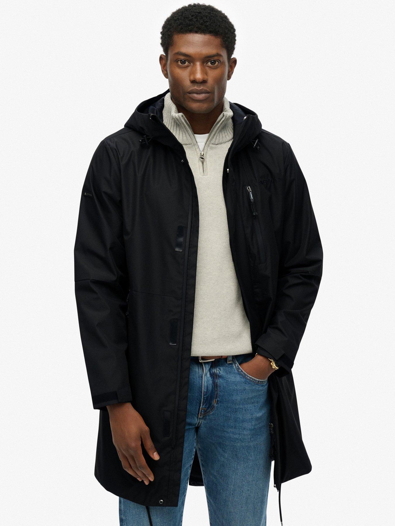  image of superdry-hooded-tech-fishtail-parka-black