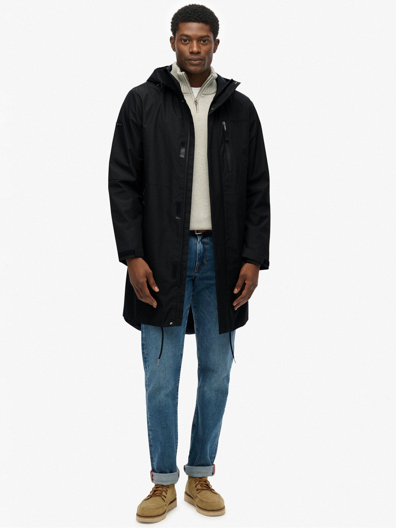  image of superdry-hooded-tech-fishtail-parka-black