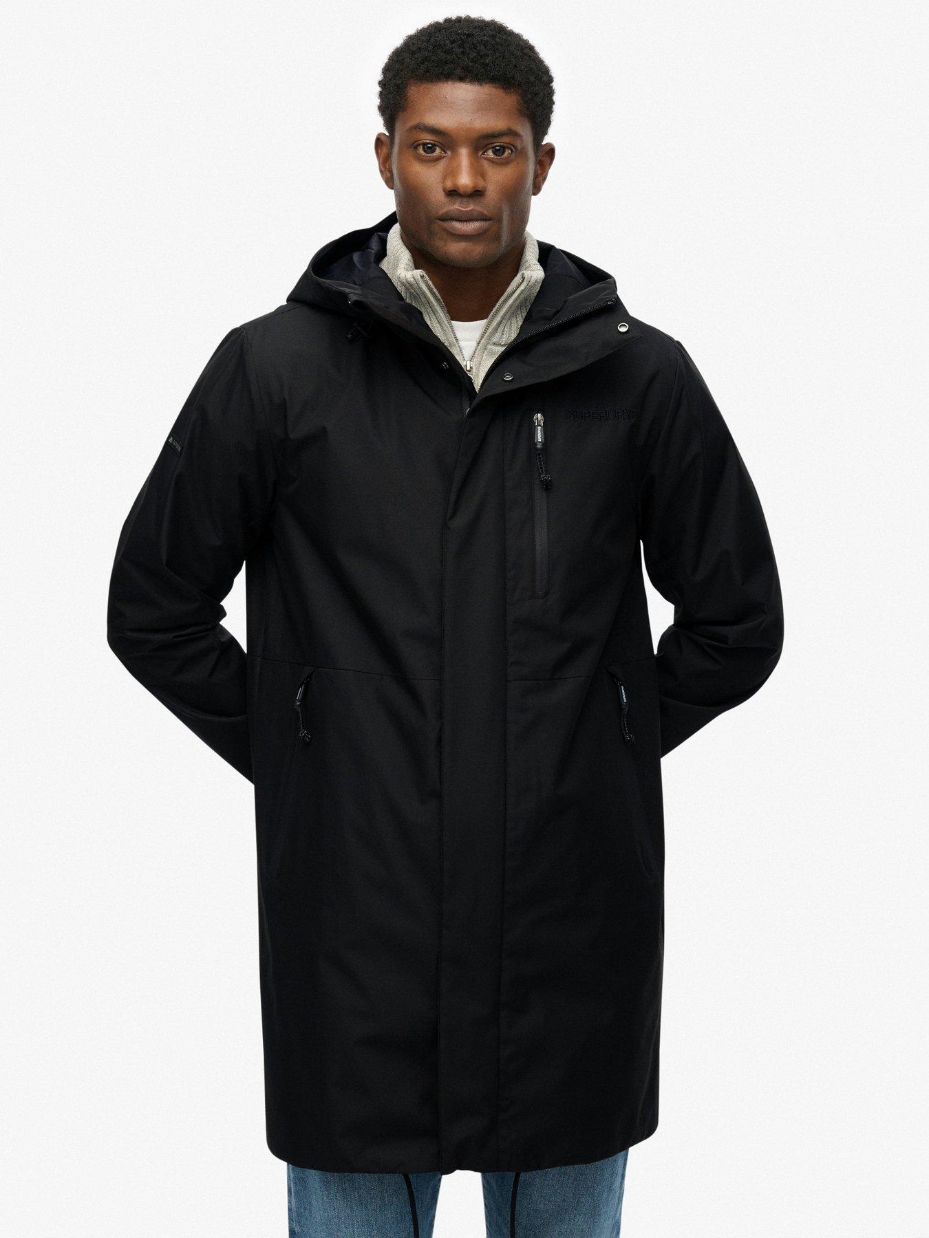  image of superdry-hooded-tech-fishtail-parka-black