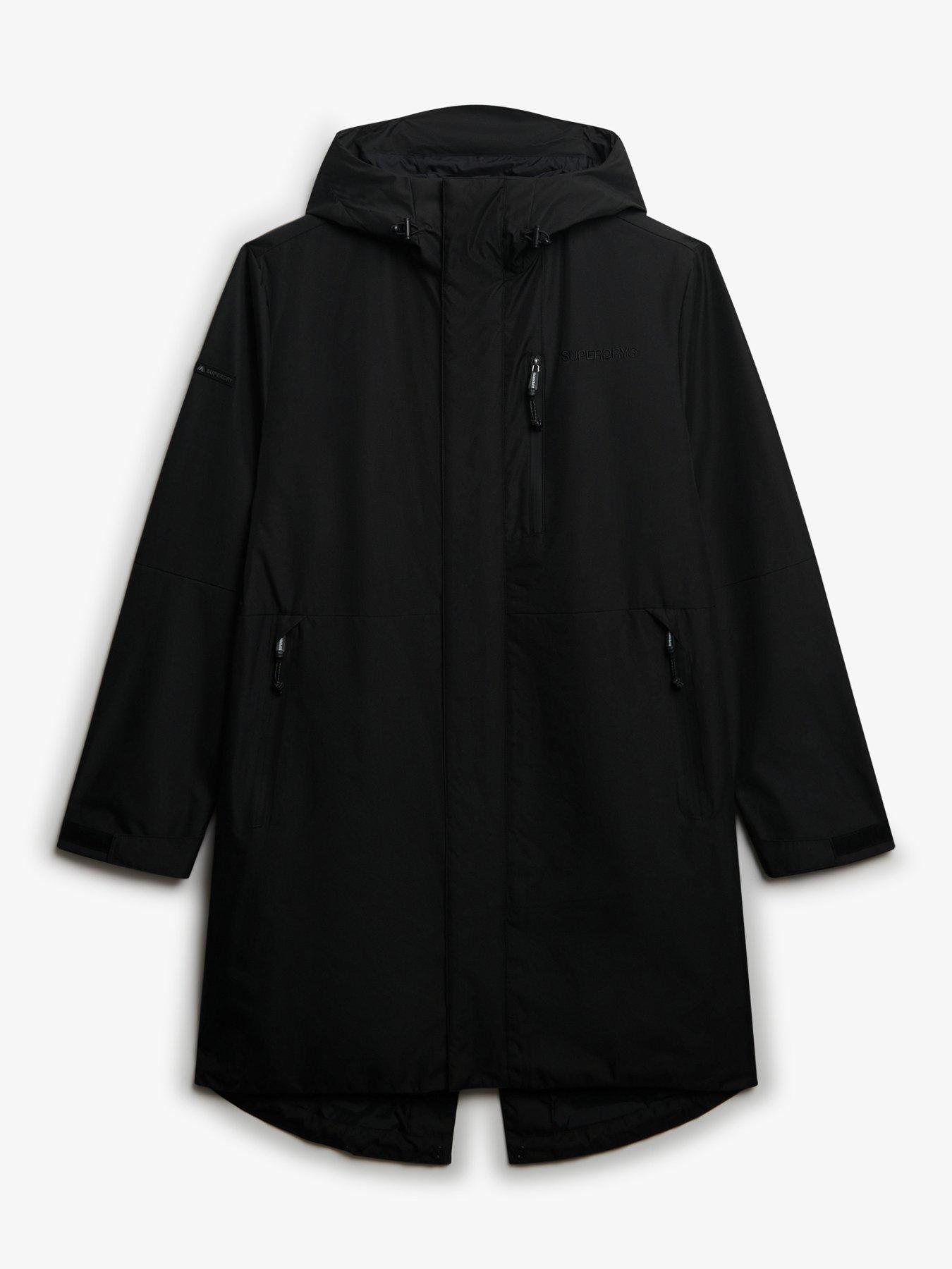  image of superdry-hooded-tech-fishtail-parka-black