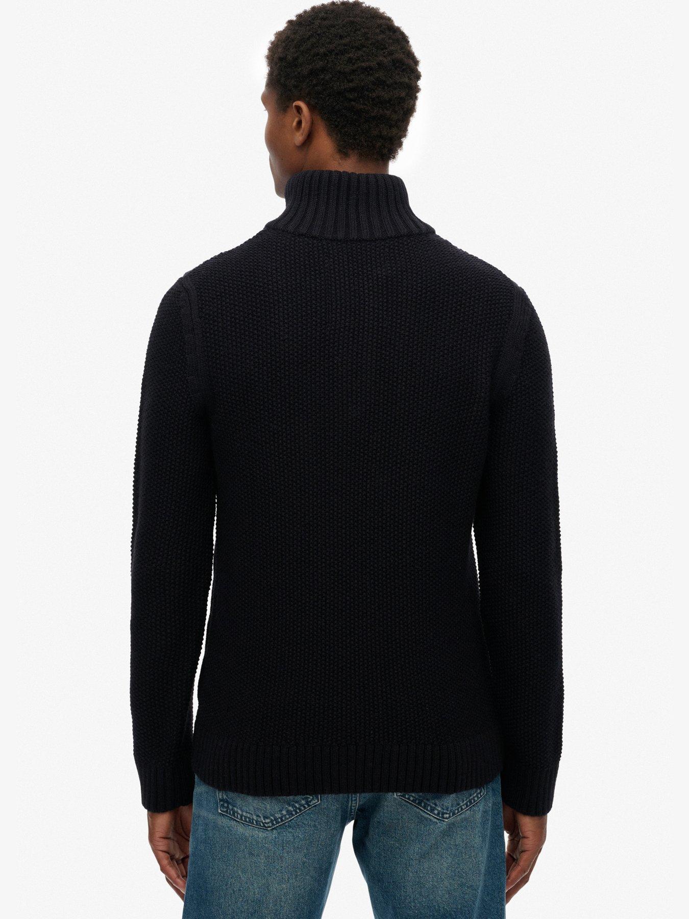 Image 2 of 6 of Superdry Jacob Cable Half Zip Knitted Jumper - Navy