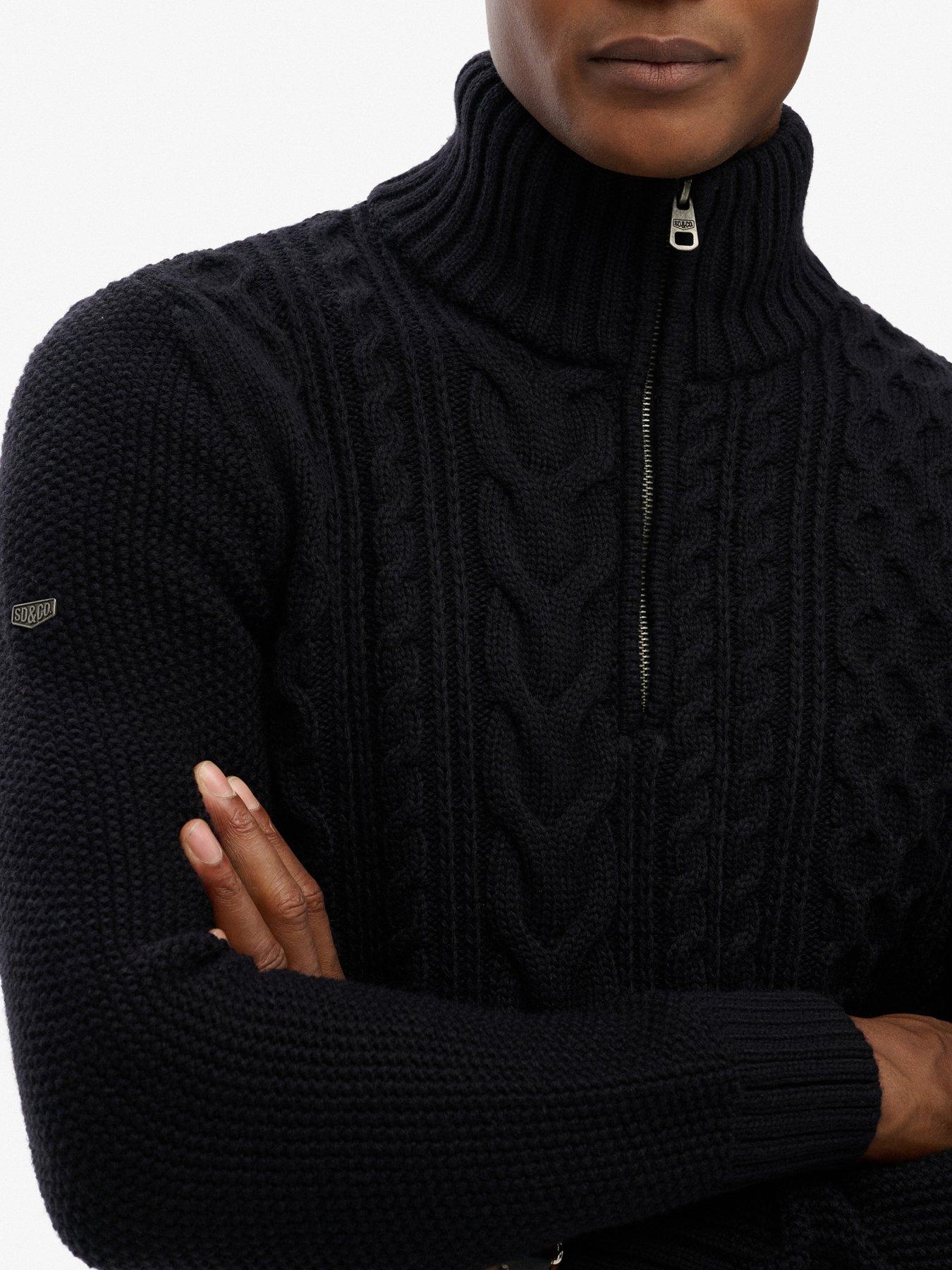 Image 4 of 6 of Superdry Jacob Cable Half Zip Knitted Jumper - Navy