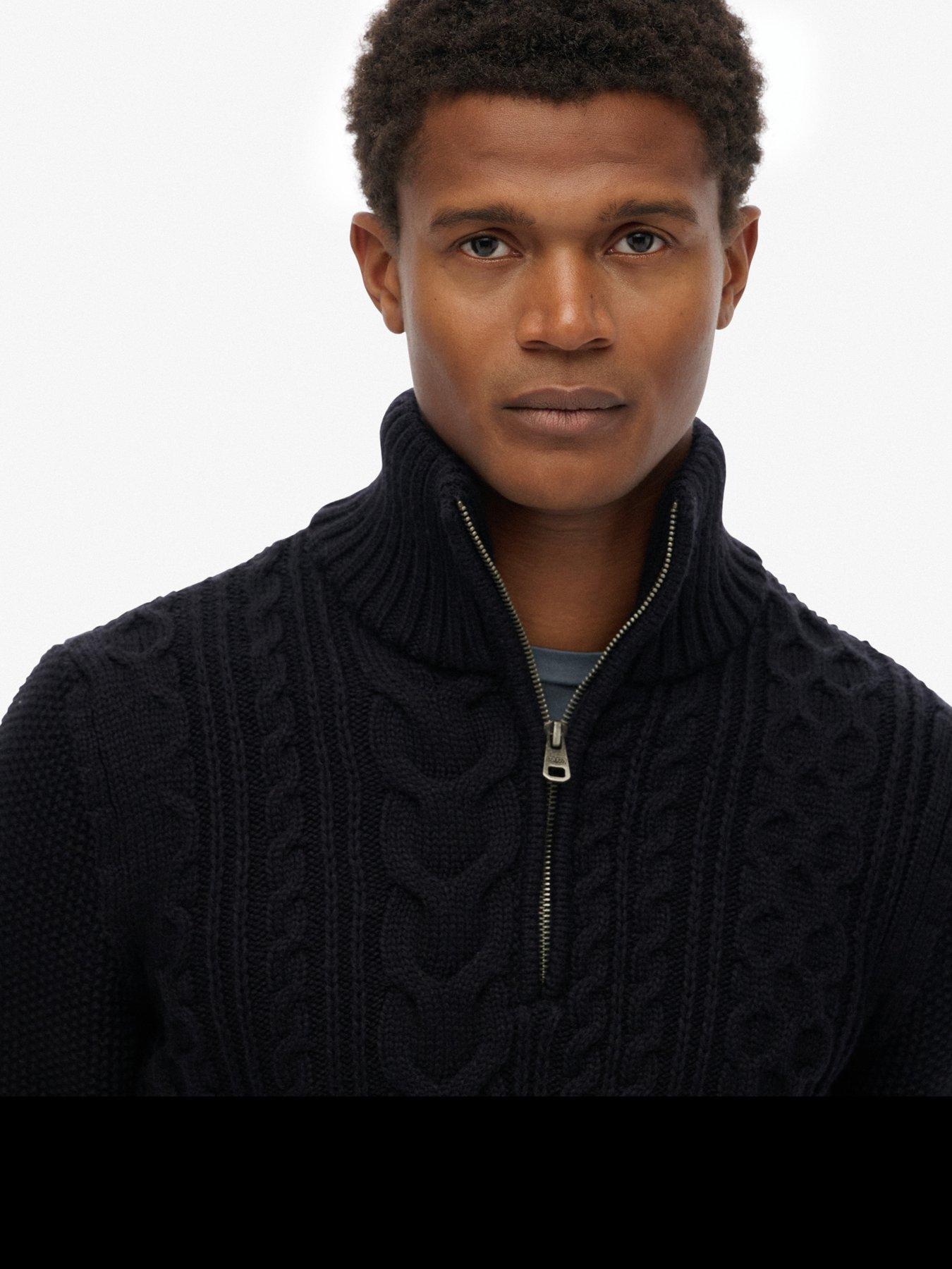 Image 5 of 6 of Superdry Jacob Cable Half Zip Knitted Jumper - Navy