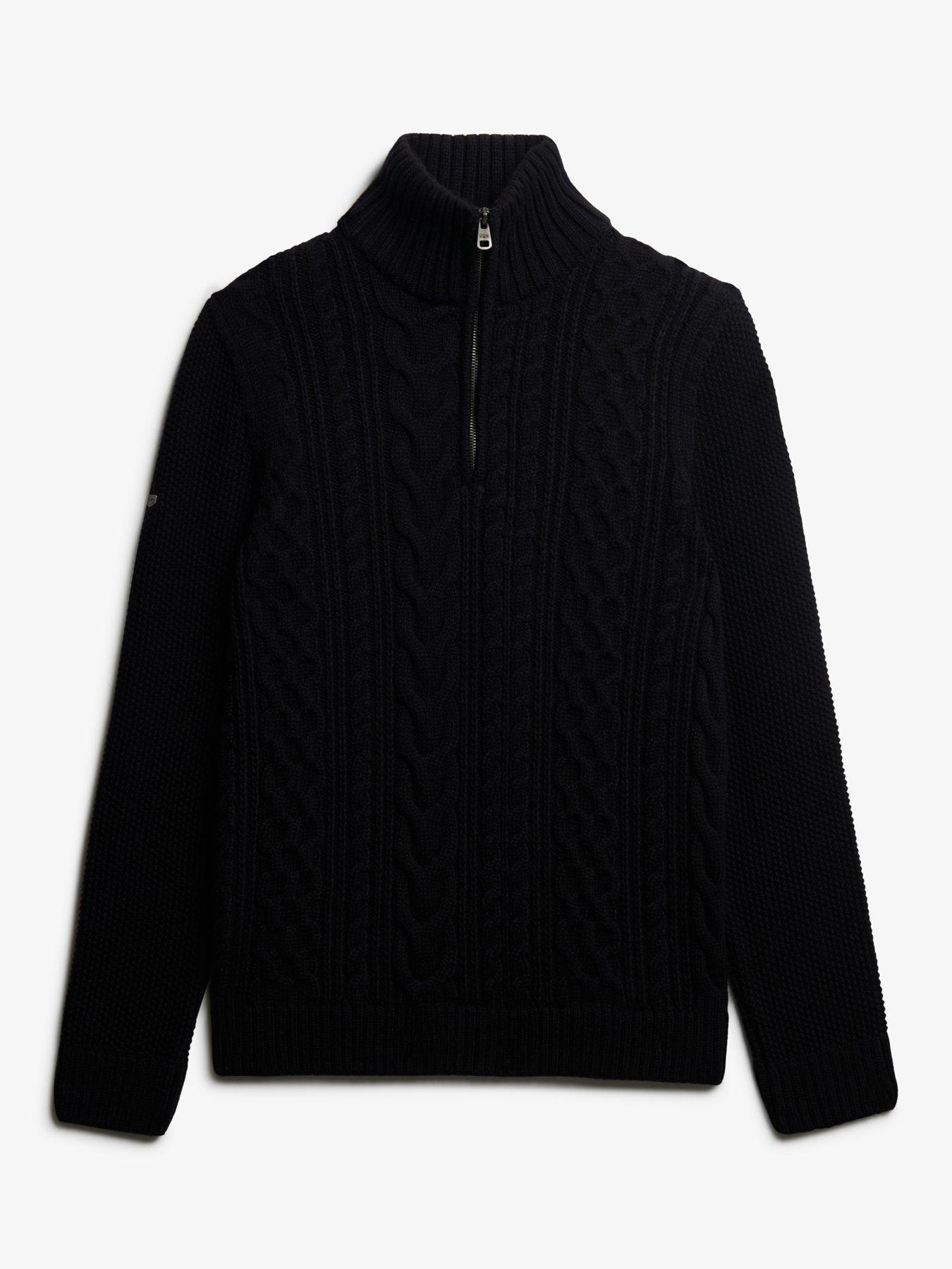 Image 6 of 6 of Superdry Jacob Cable Half Zip Knitted Jumper - Navy