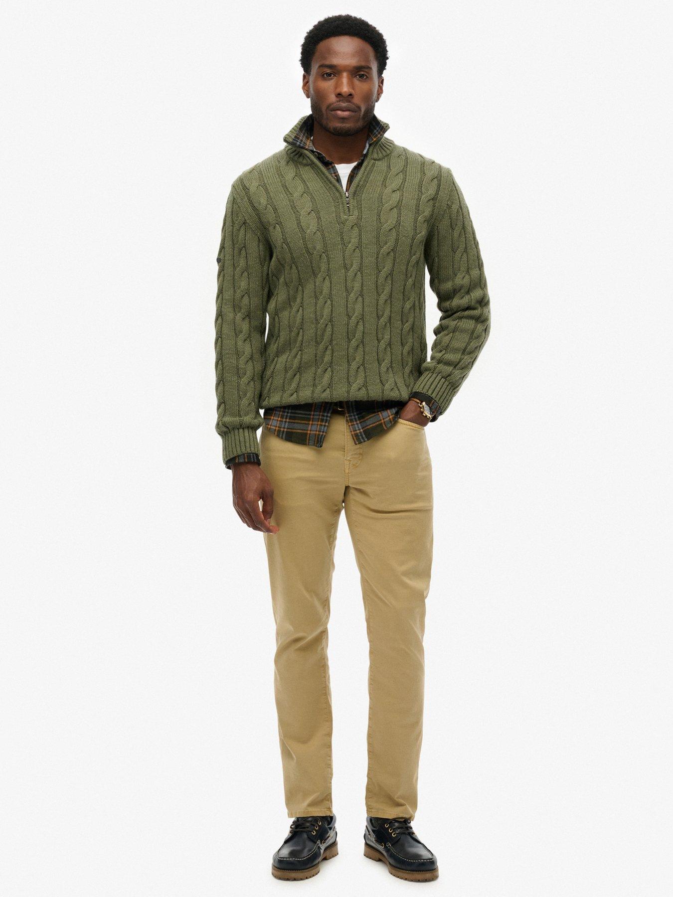  image of superdry-jacob-cable-half-zip-knitted-jumper-green