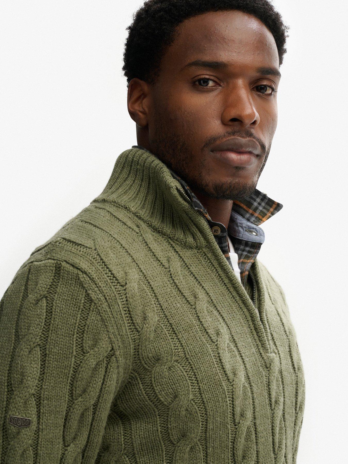  image of superdry-jacob-cable-half-zip-knitted-jumper-green