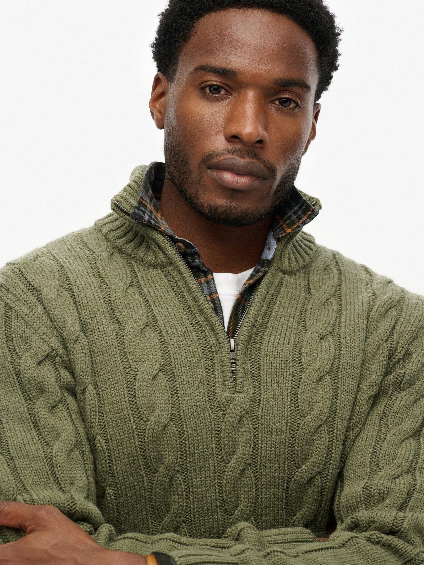  image of superdry-jacob-cable-half-zip-knitted-jumper-green