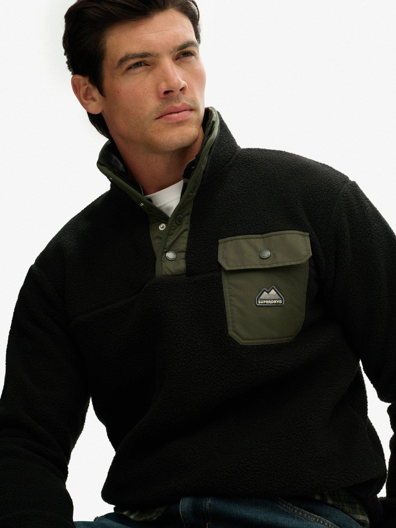 Image 2 of 5 of Superdry Fuji Fleece Henley Jacket - Black