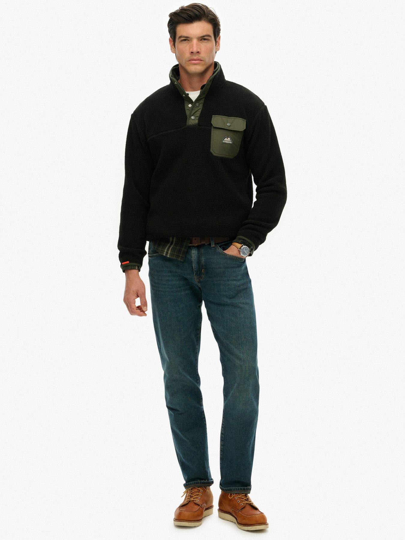 Image 3 of 5 of Superdry Fuji Fleece Henley Jacket - Black