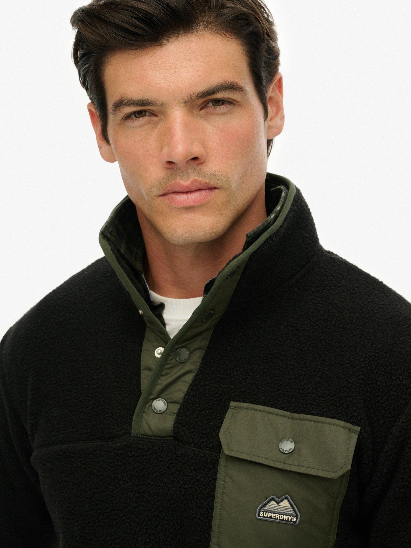 Image 4 of 5 of Superdry Fuji Fleece Henley Jacket - Black