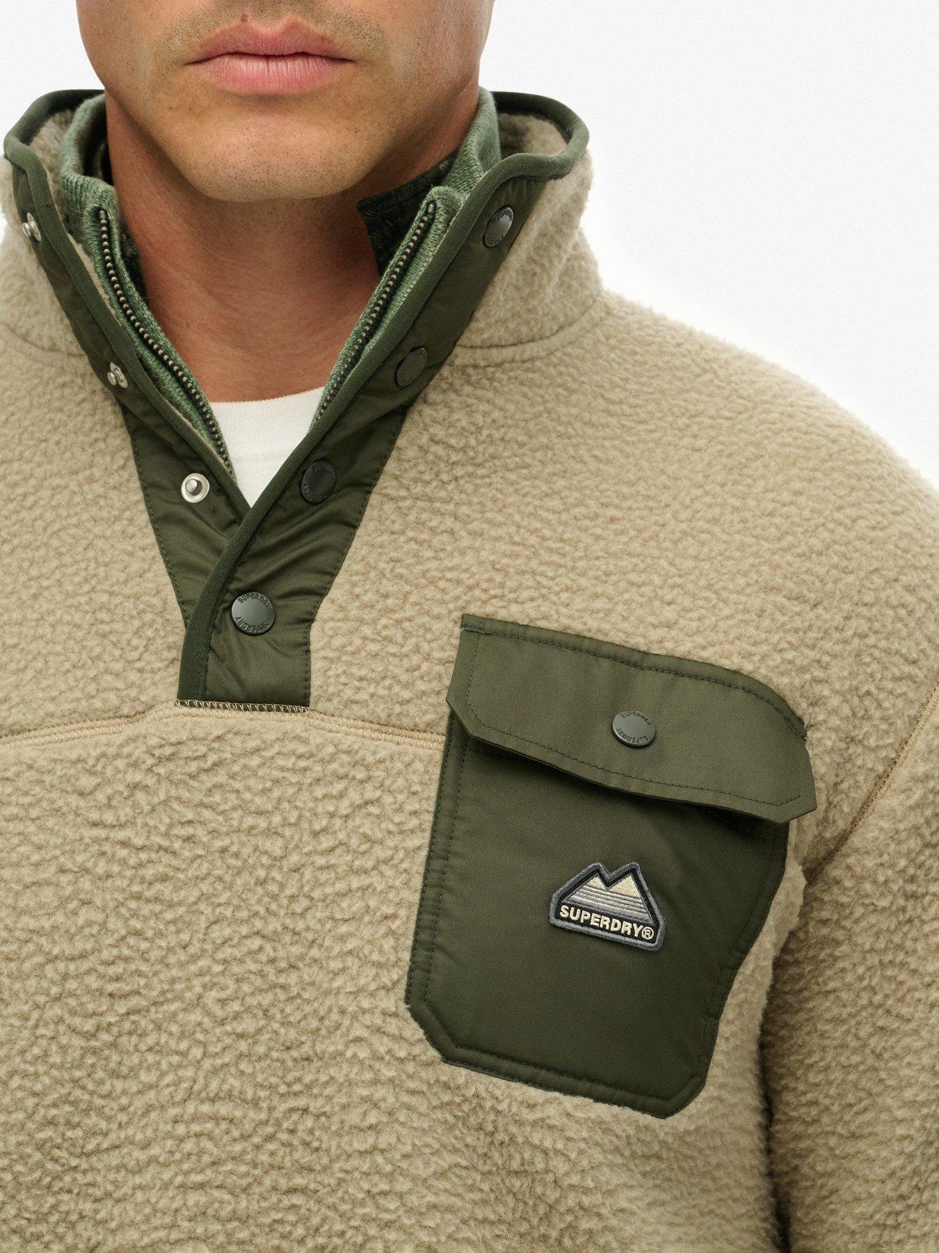  image of superdry-fuji-fleece-henley-jacket-beige