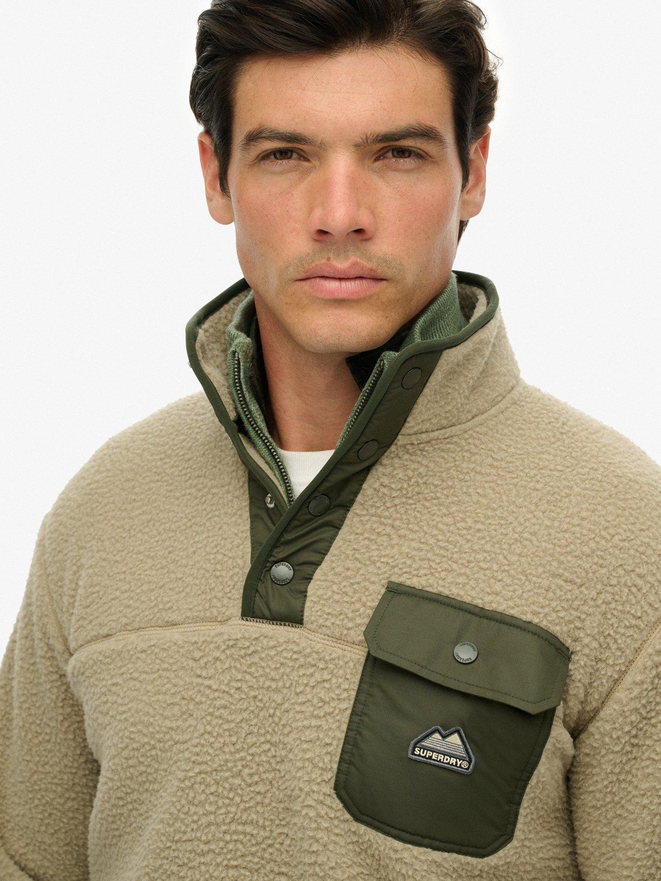  image of superdry-fuji-fleece-henley-jacket-beige