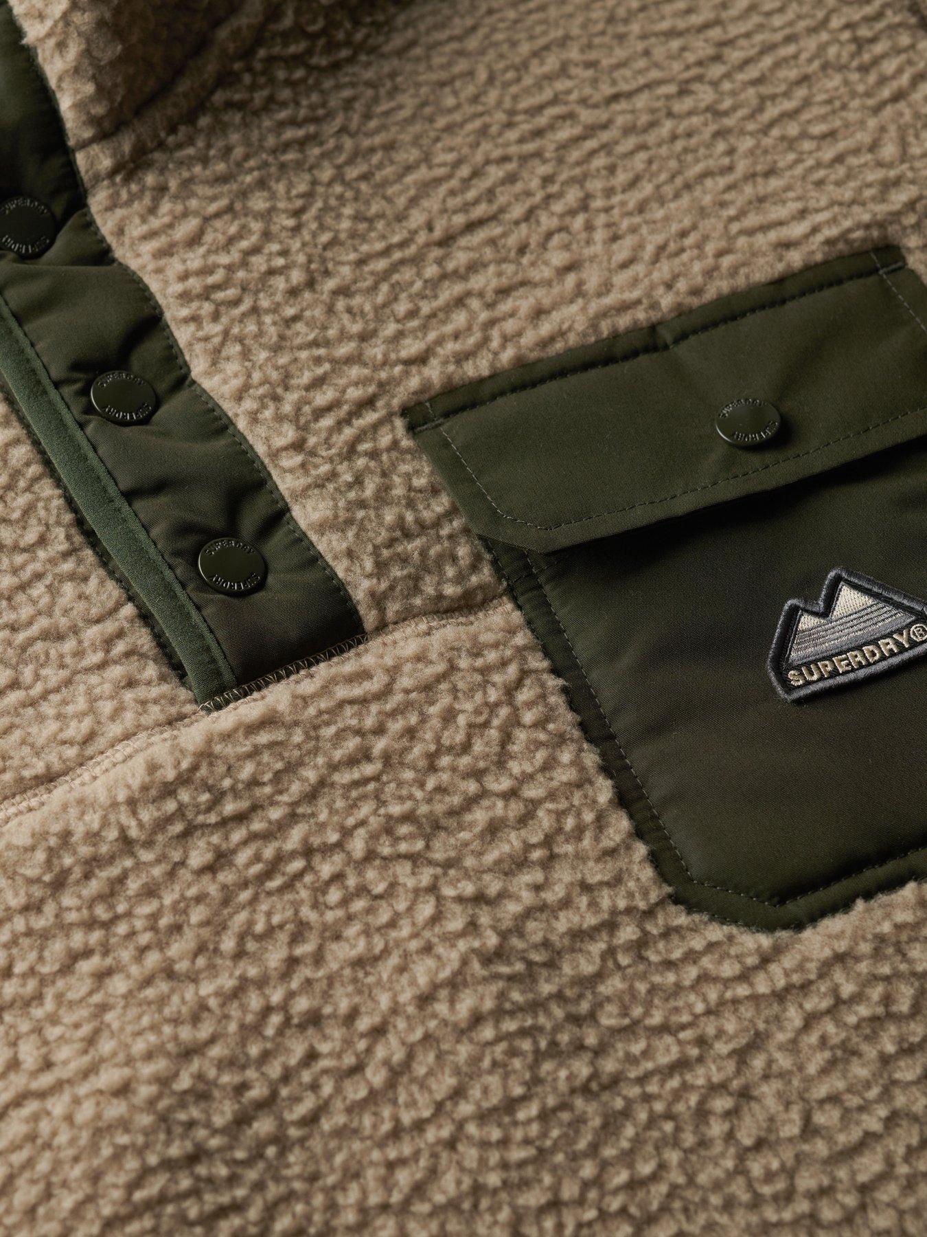  image of superdry-fuji-fleece-henley-jacket-beige