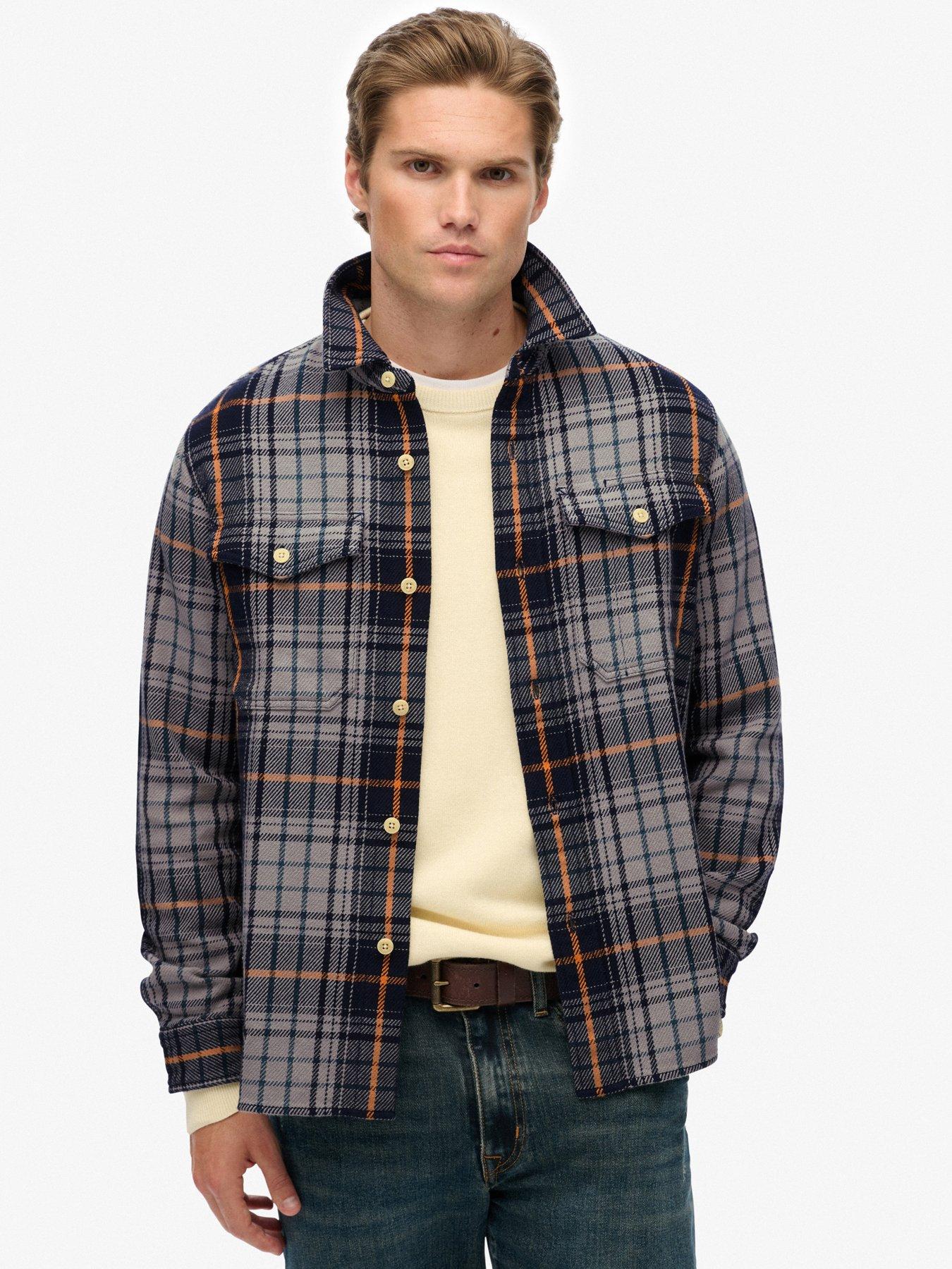 Image 1 of 4 of Superdry Merchant Heavy Checked Shirt - Navy