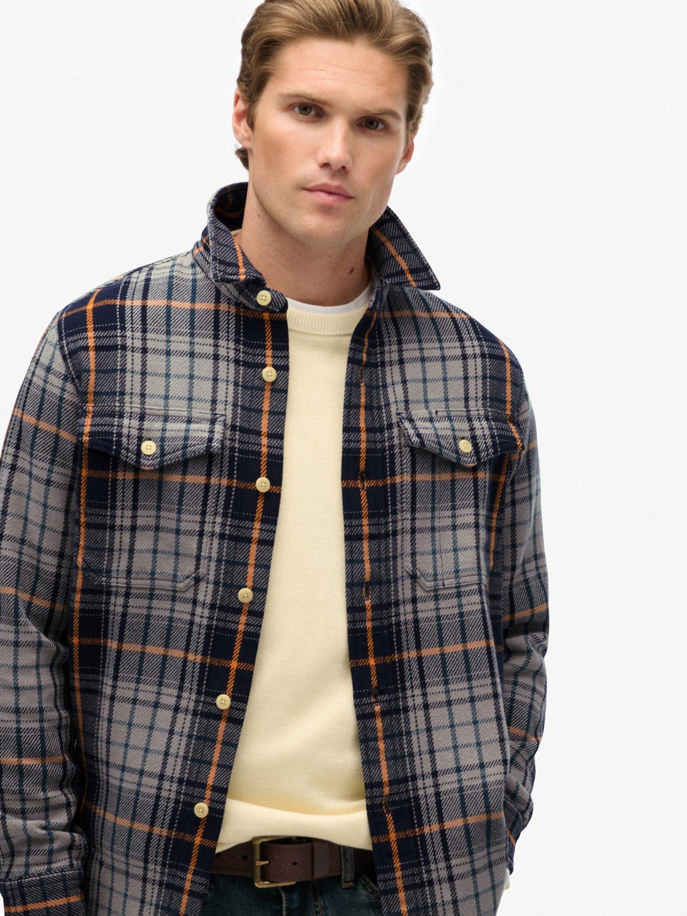 Image 2 of 4 of Superdry Merchant Heavy Checked Shirt - Navy