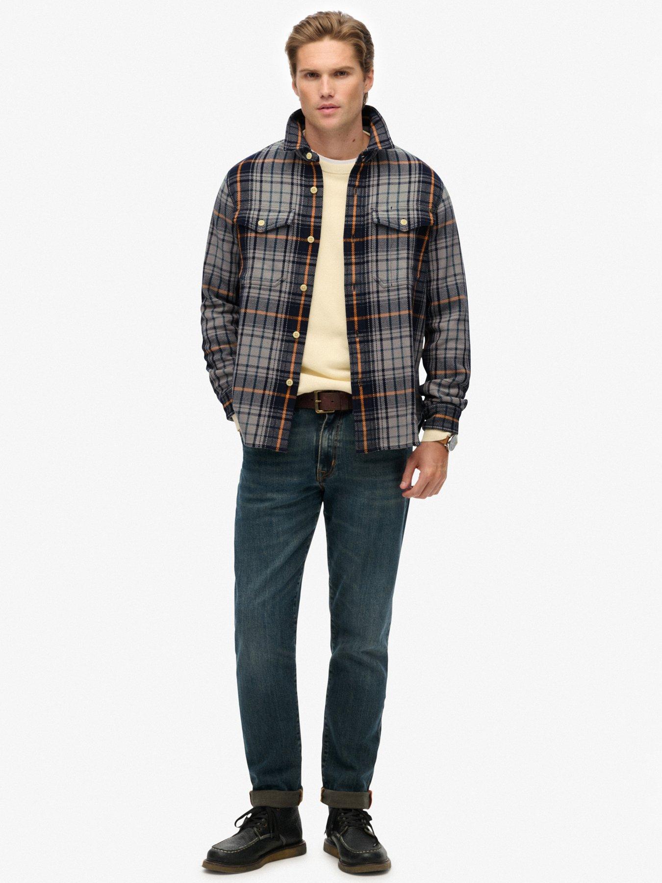 Image 3 of 4 of Superdry Merchant Heavy Checked Shirt - Navy