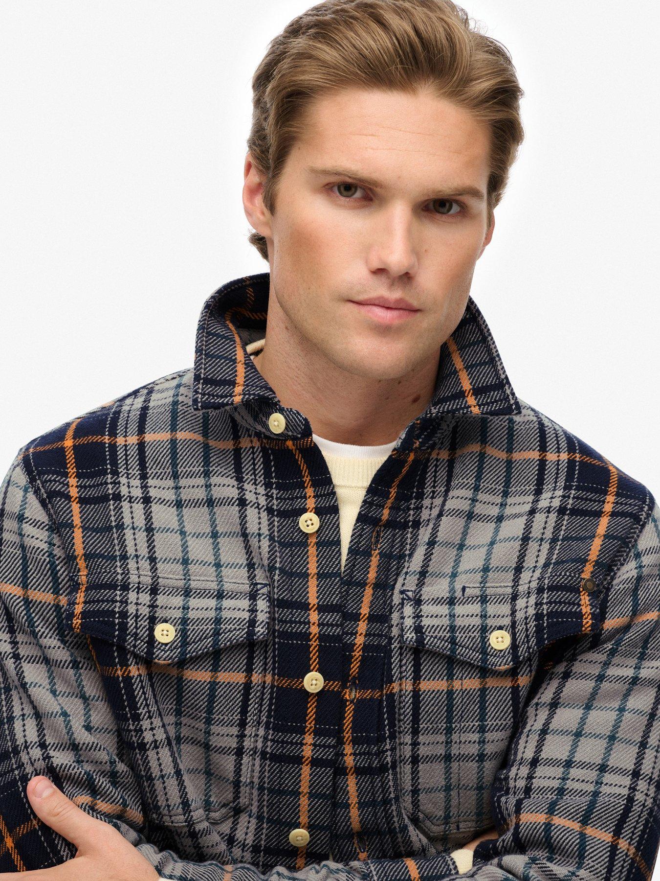 Image 4 of 4 of Superdry Merchant Heavy Checked Shirt - Navy
