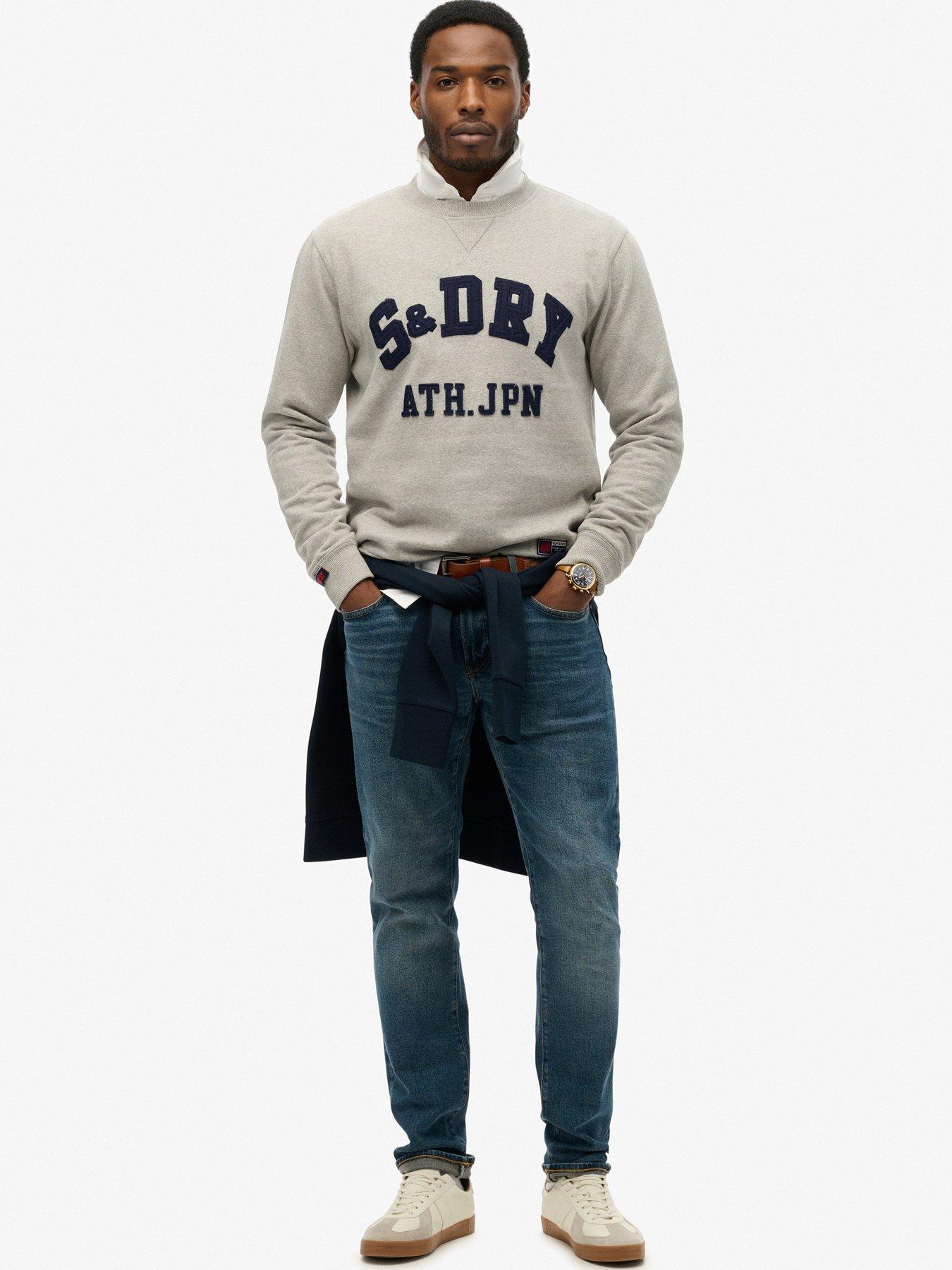  image of superdry-vintage-athletic-crew-sweat-grey