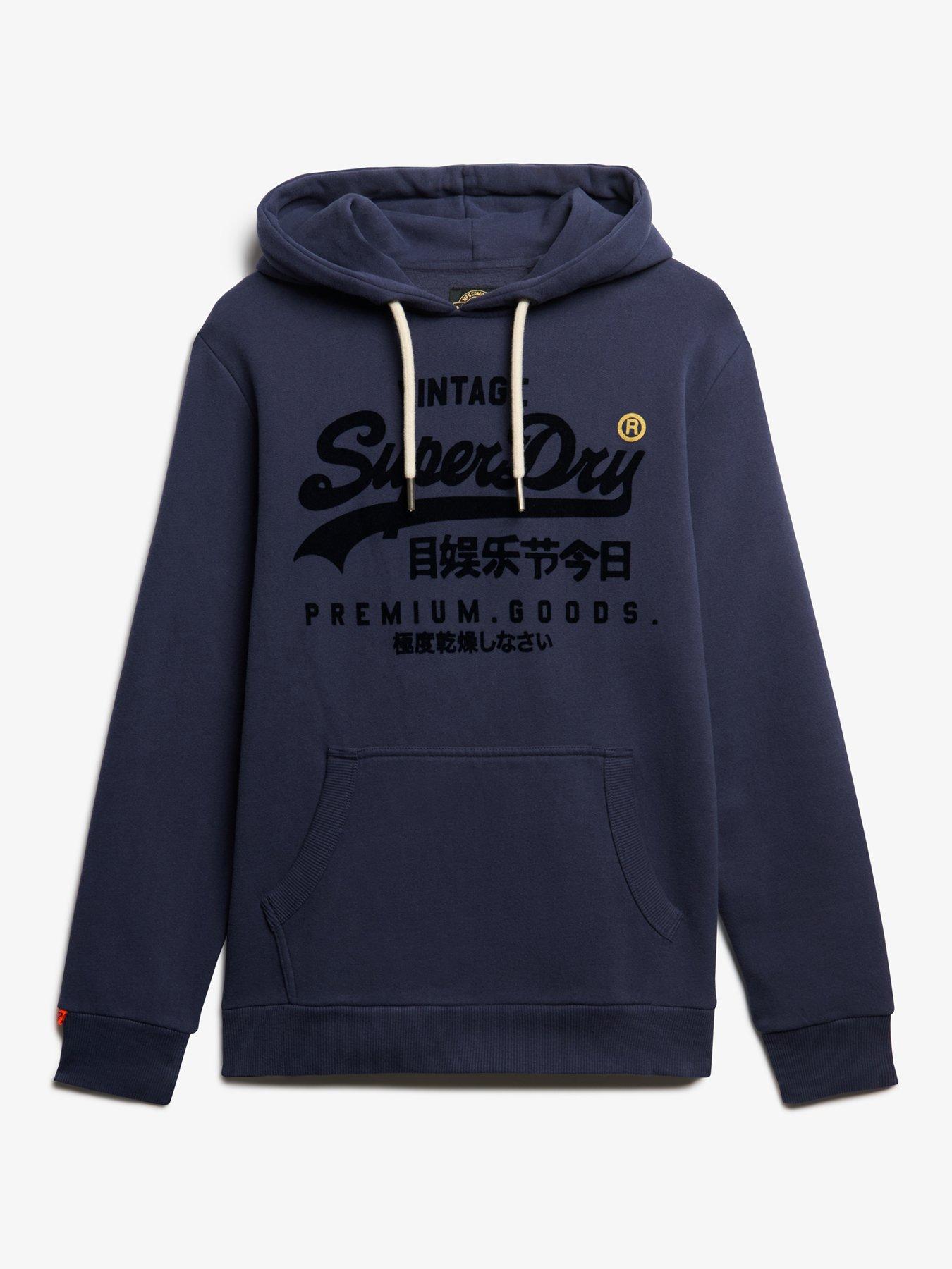 Image 4 of 5 of Superdry Vl Tonal Relaxed Hoodie - Navy