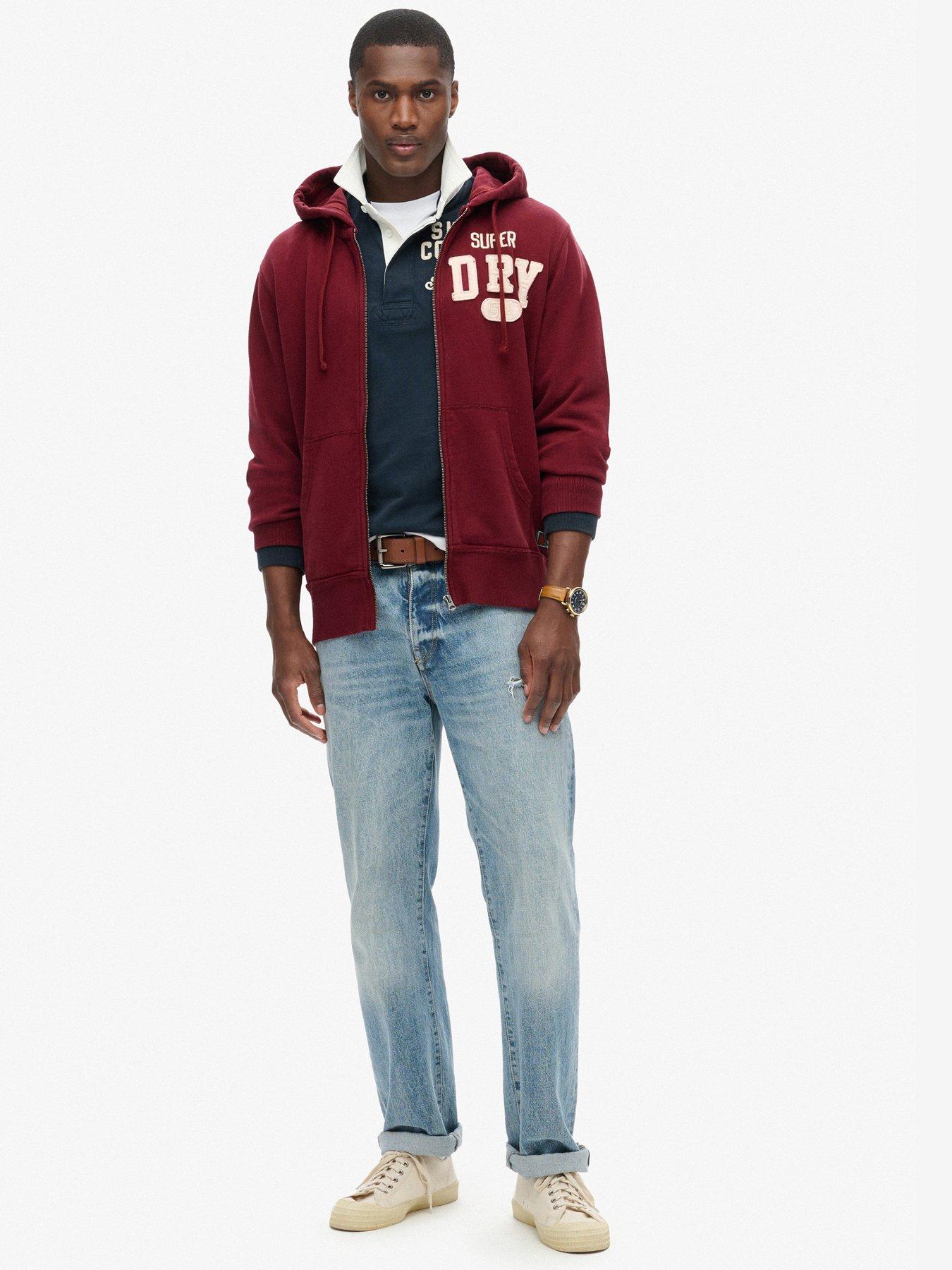  image of superdry-vintage-athletic-zip-hoodie-red