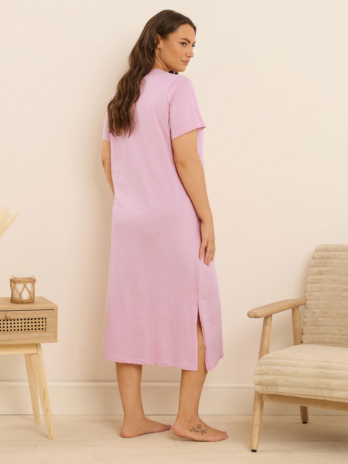 Image 2 of 4 of Yours Curve Morning Cuddles Midaxi Nightdress - Pink