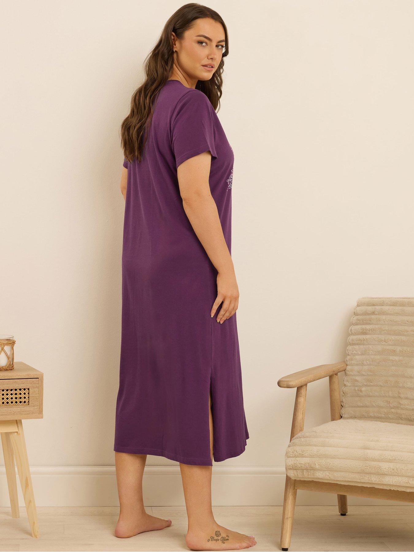 Image 2 of 4 of Yours Curve Starry Night Midaxi Nightdress - Purple