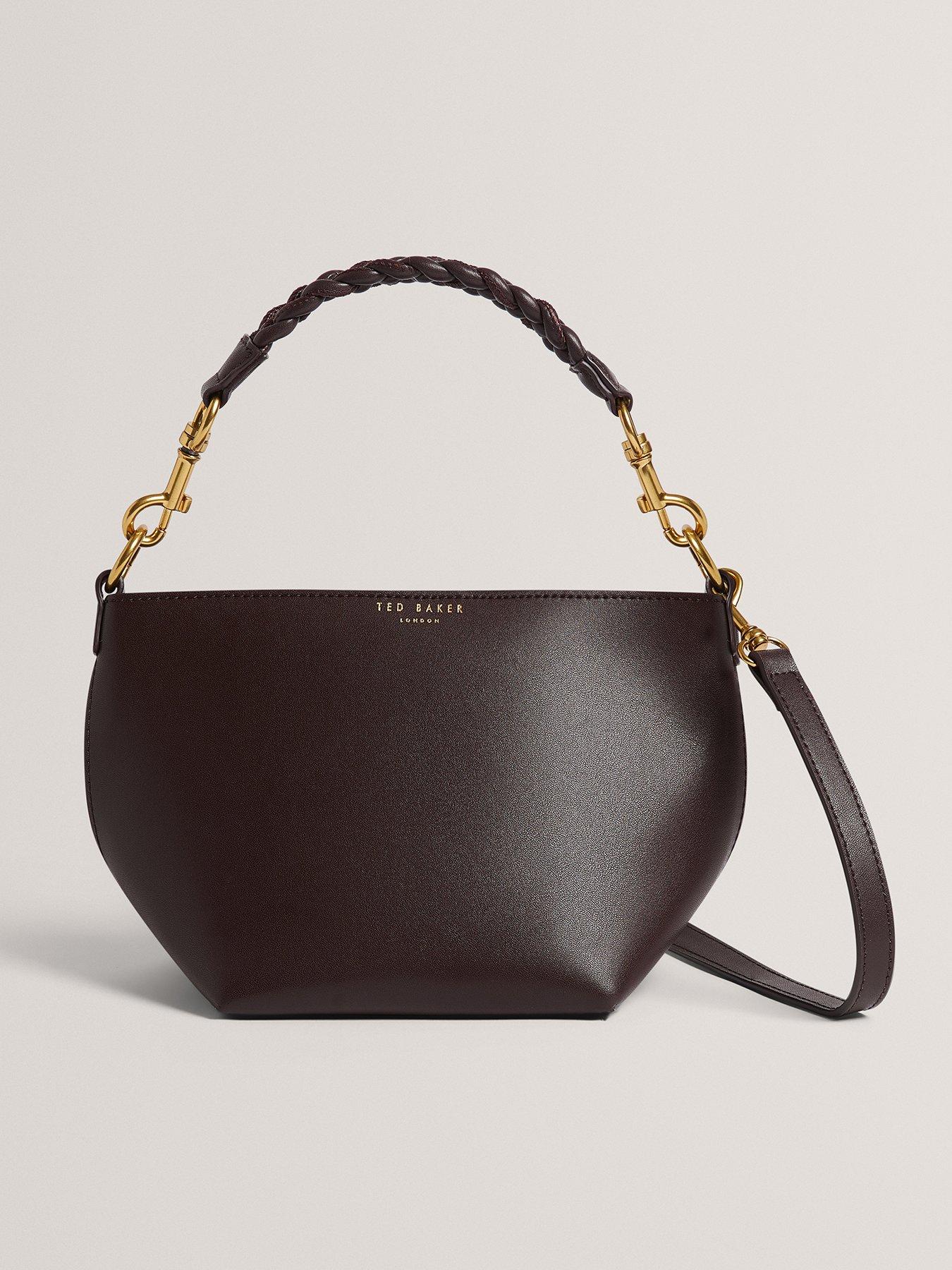  image of ted-baker-weave-handle-leather-small-bucket-bag-brown