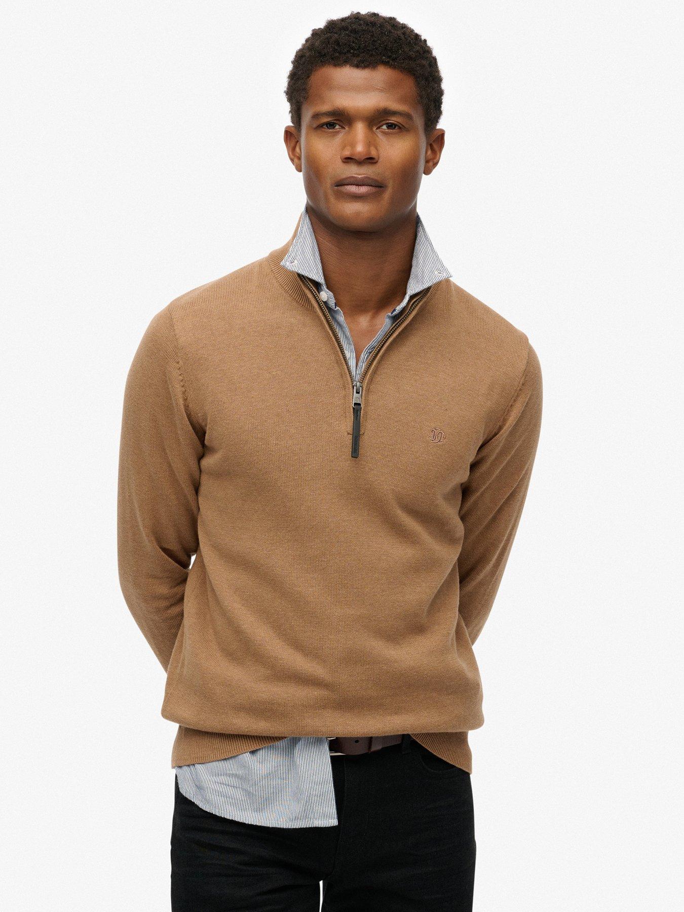  image of superdry-essentials-cotton-half-zip-knitted-jumper