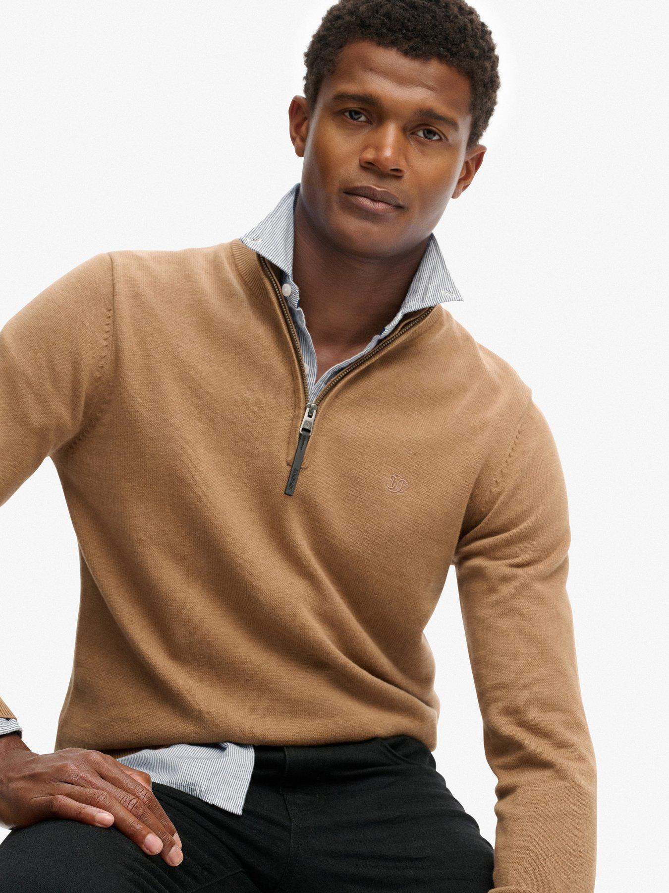  image of superdry-essentials-cotton-half-zip-knitted-jumper