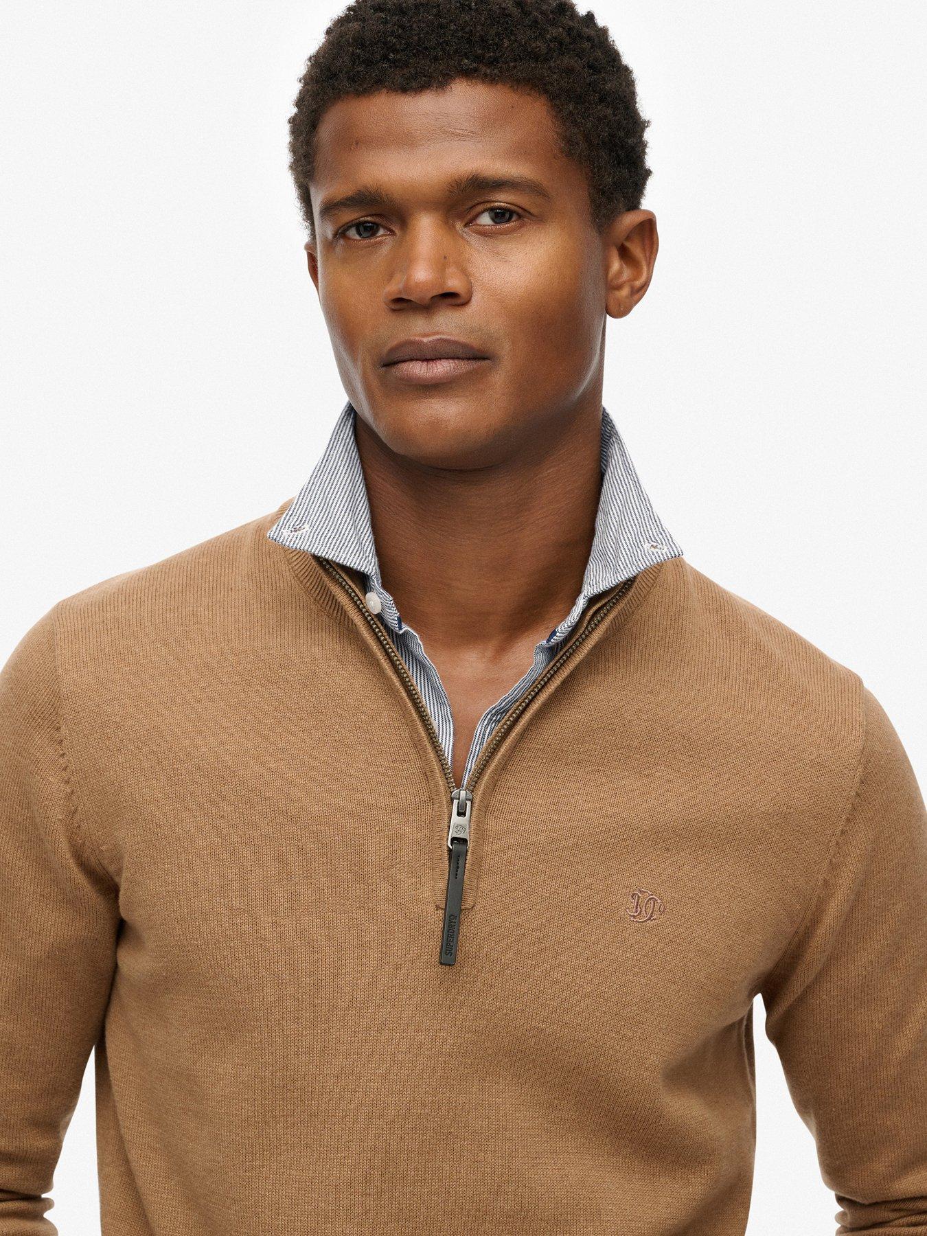  image of superdry-essentials-cotton-half-zip-knitted-jumper