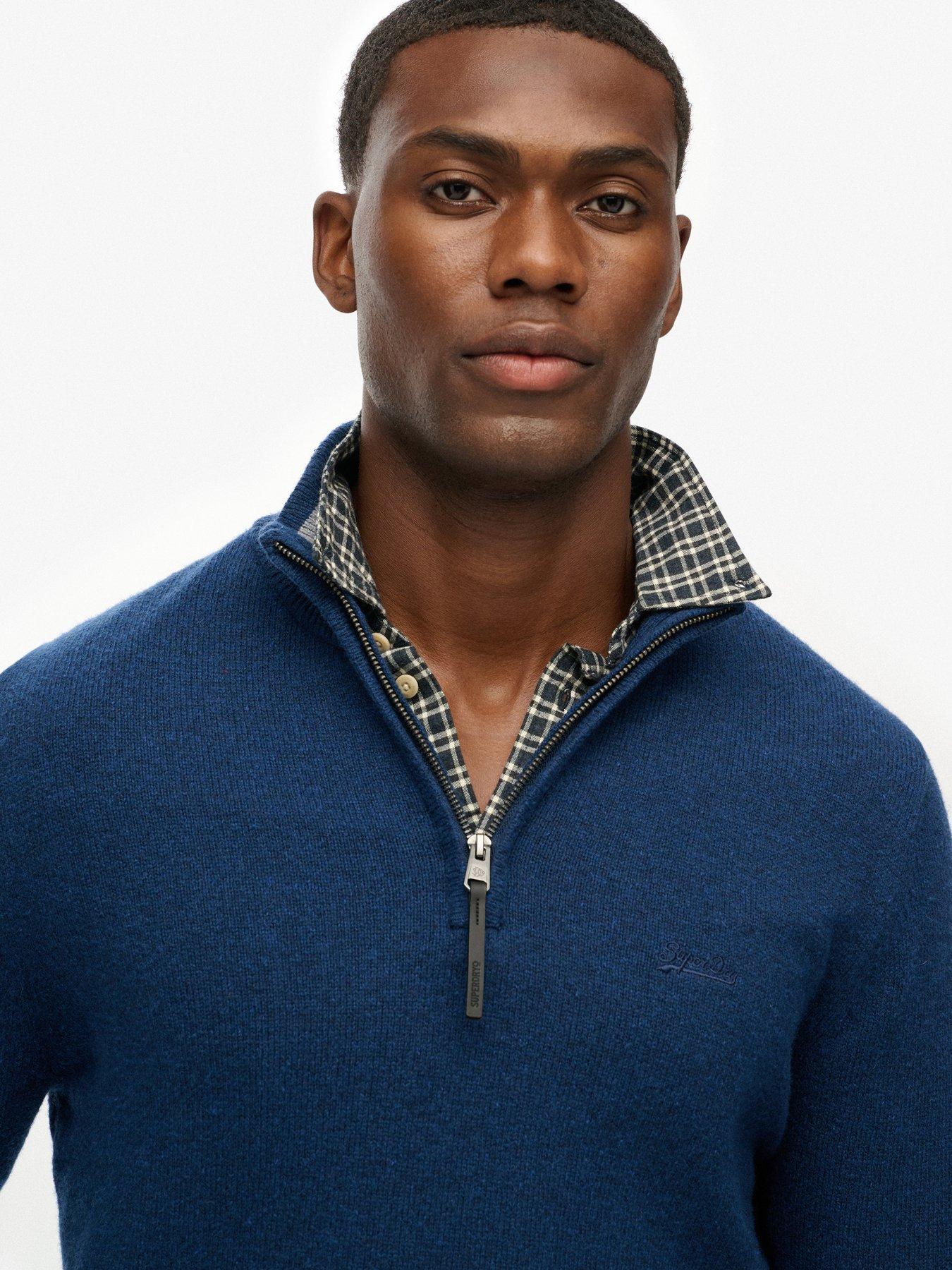 Image 4 of 5 of Superdry Wool Blend Half Zip Knitted Jumper - Navy