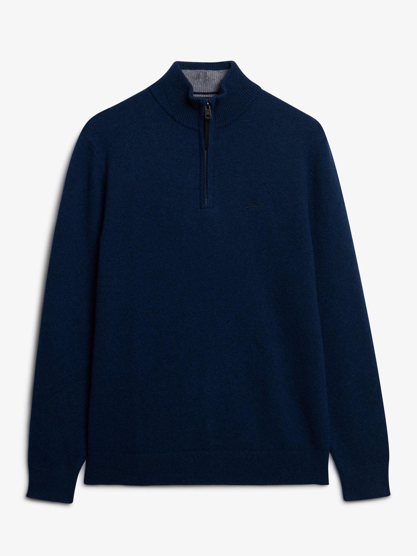 Image 5 of 5 of Superdry Wool Blend Half Zip Knitted Jumper - Navy