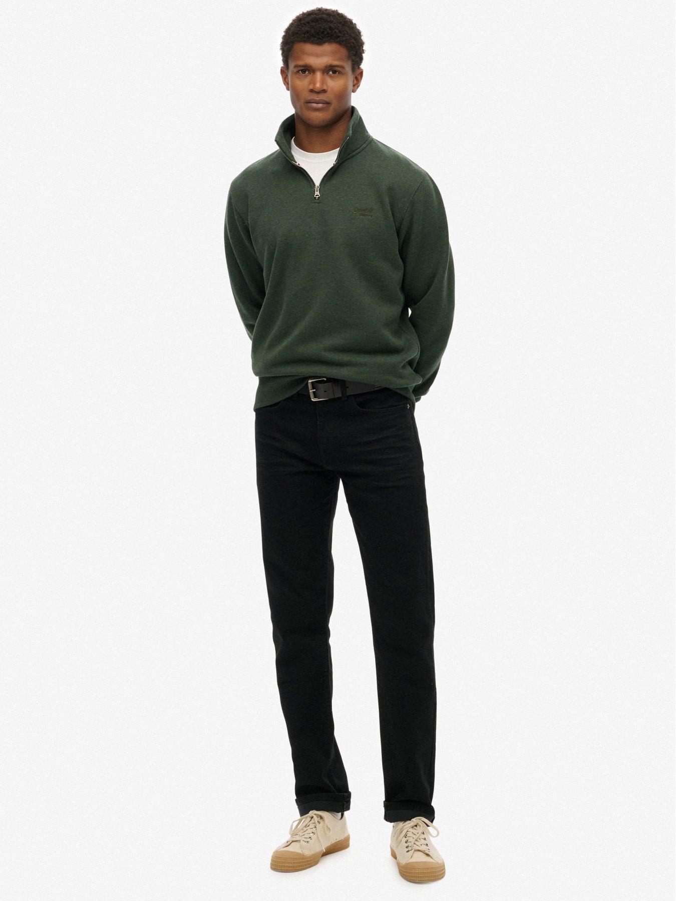  image of superdry-essential-logo-henley-crew-sweat-green