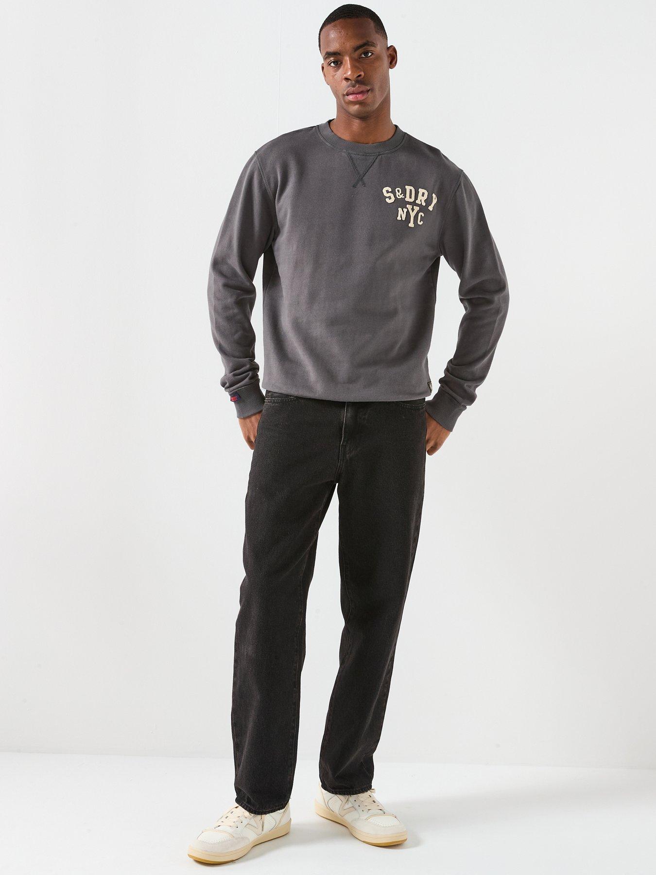  image of superdry-vintage-athletic-crew-sweat-grey