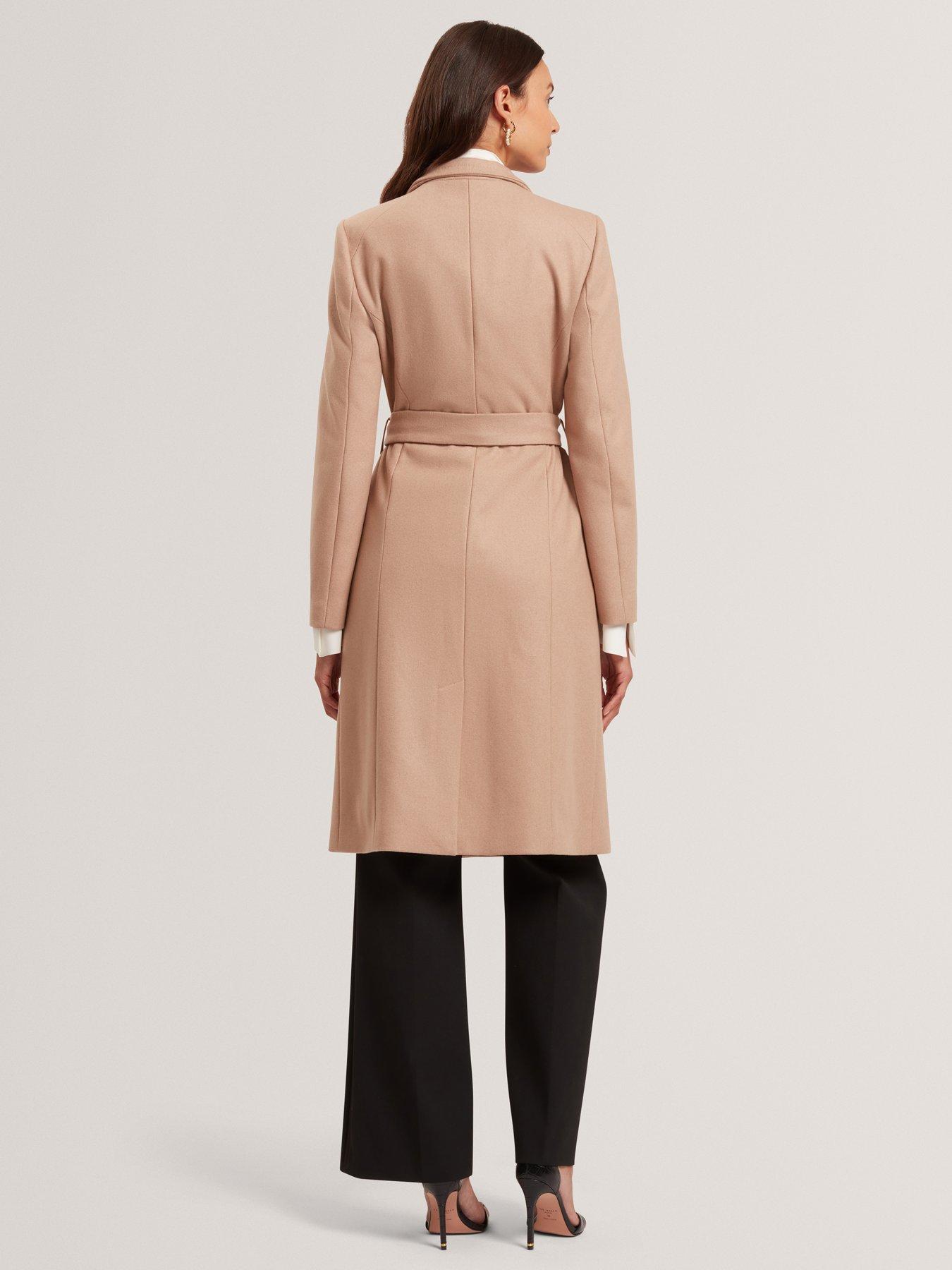 Image 2 of 6 of Ted Baker Mid Length Belted Wool Wrap Coat - Brown