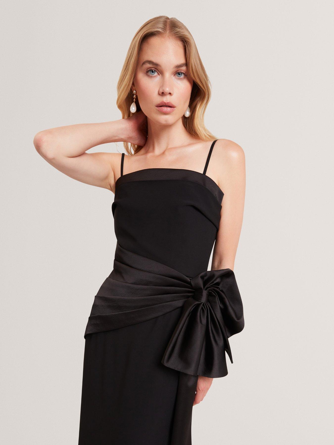 Image 3 of 6 of Ted Baker Tailored Sleeveless Dress With Satin Bow - Black