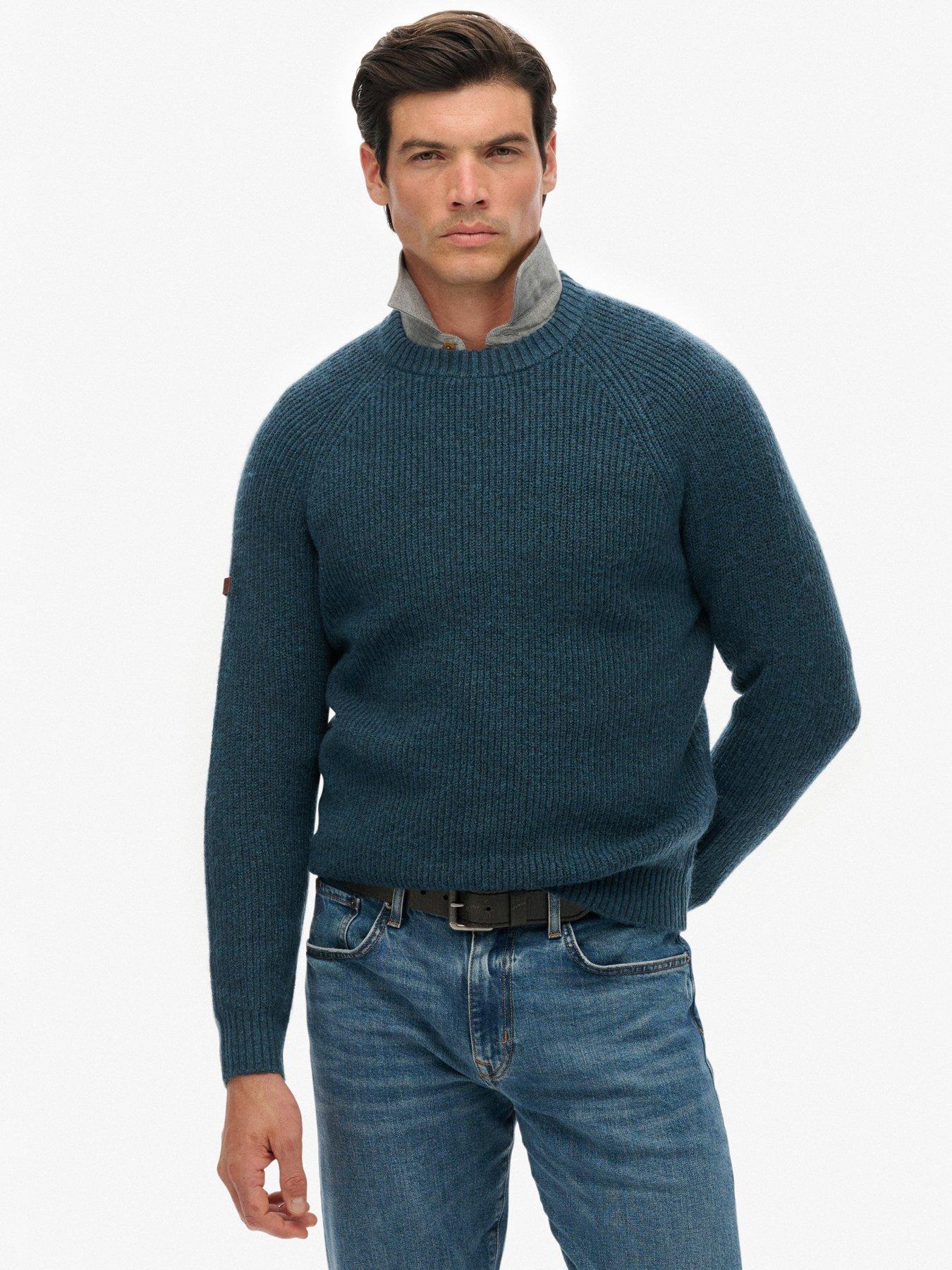 Superdry Chunky Raglan Knitted Jumper - Blue