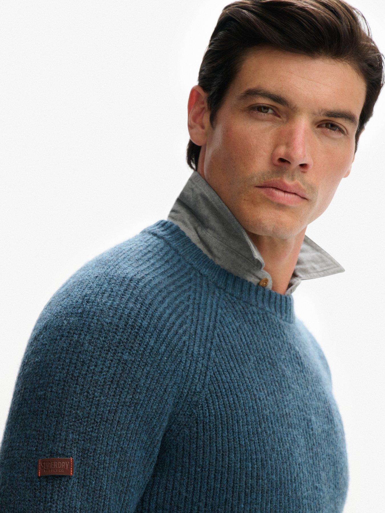 Image 2 of 5 of Superdry Chunky Raglan Knitted Jumper - Blue