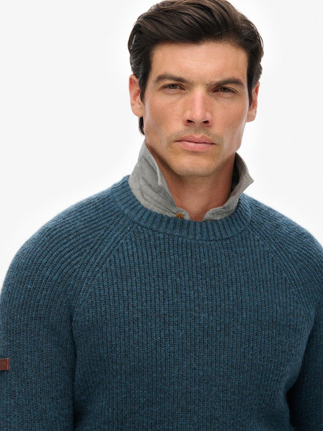 Image 4 of 5 of Superdry Chunky Raglan Knitted Jumper - Blue