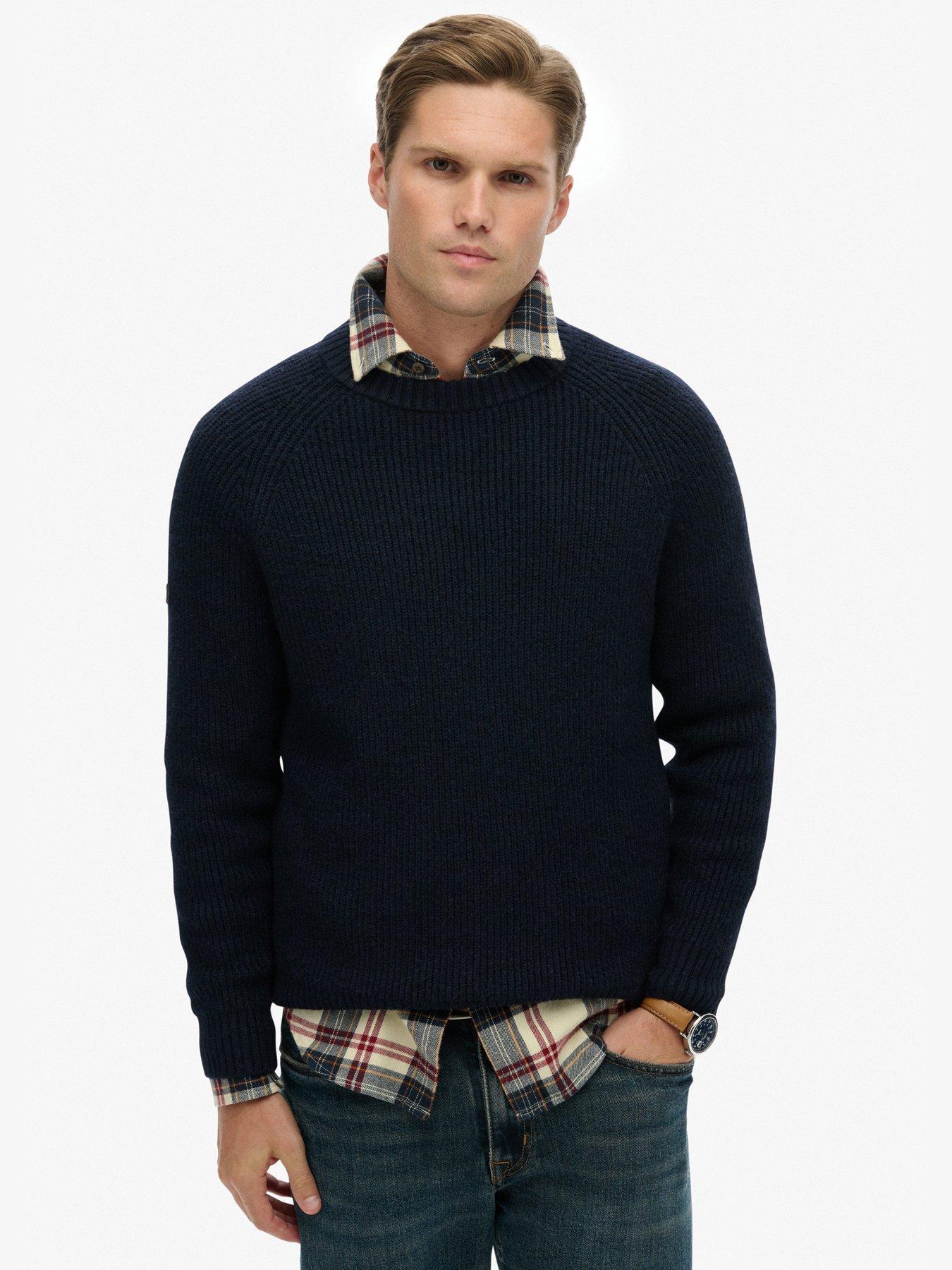 Superdry Chunky Raglan Knitted Jumper - Navy