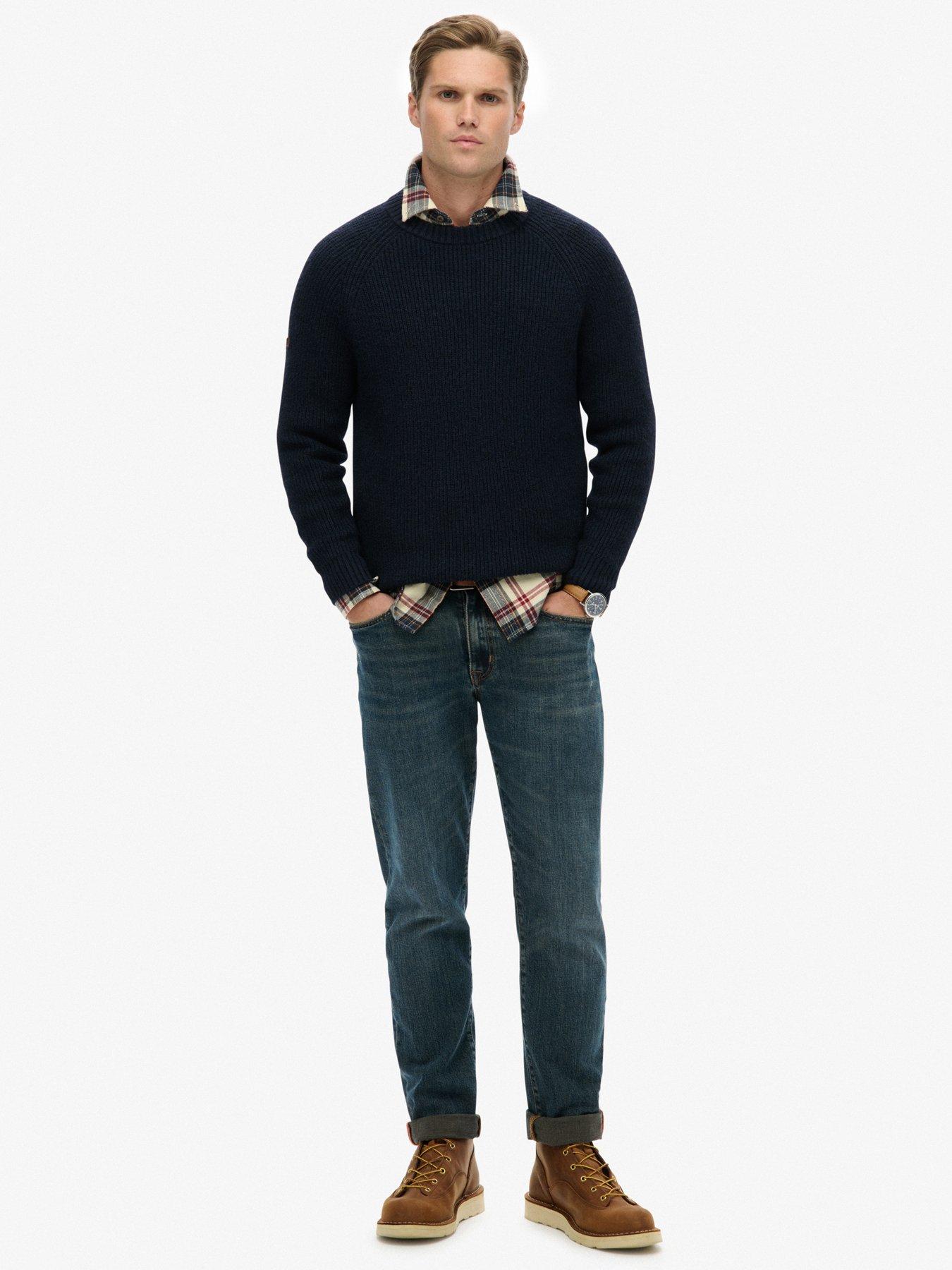 Image 2 of 5 of Superdry Chunky Raglan Knitted Jumper - Navy