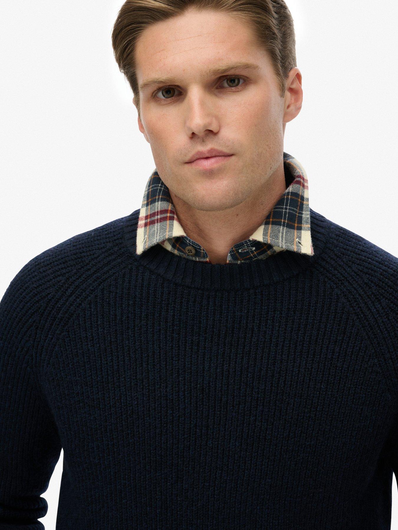 Image 4 of 5 of Superdry Chunky Raglan Knitted Jumper - Navy