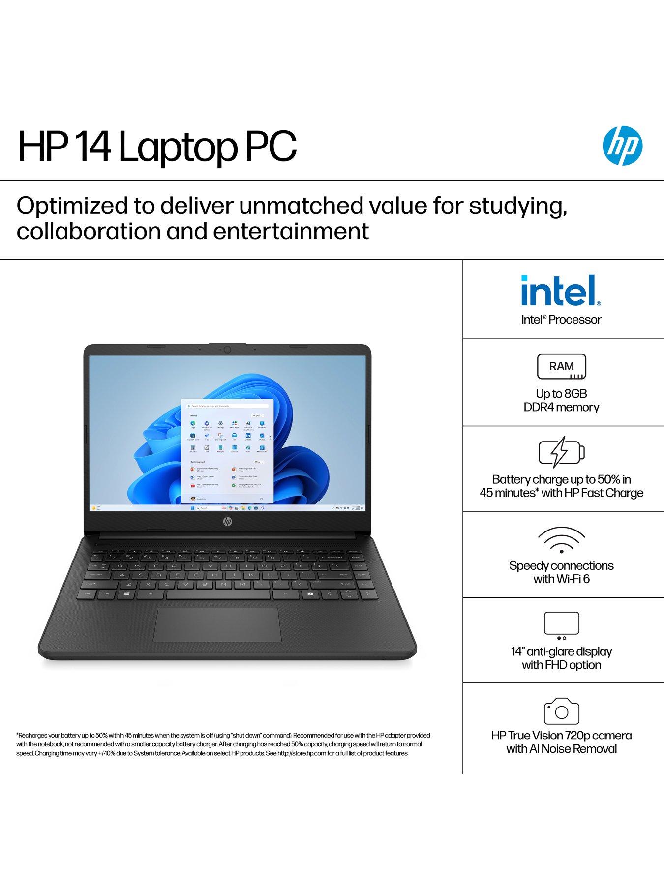 Image 3 of 8 of HP 14s-dq3001na Laptop - 14in HD,&nbsp;Intel&reg; N4500, 4GB RAM, 64GB eMMC&nbsp;- Black