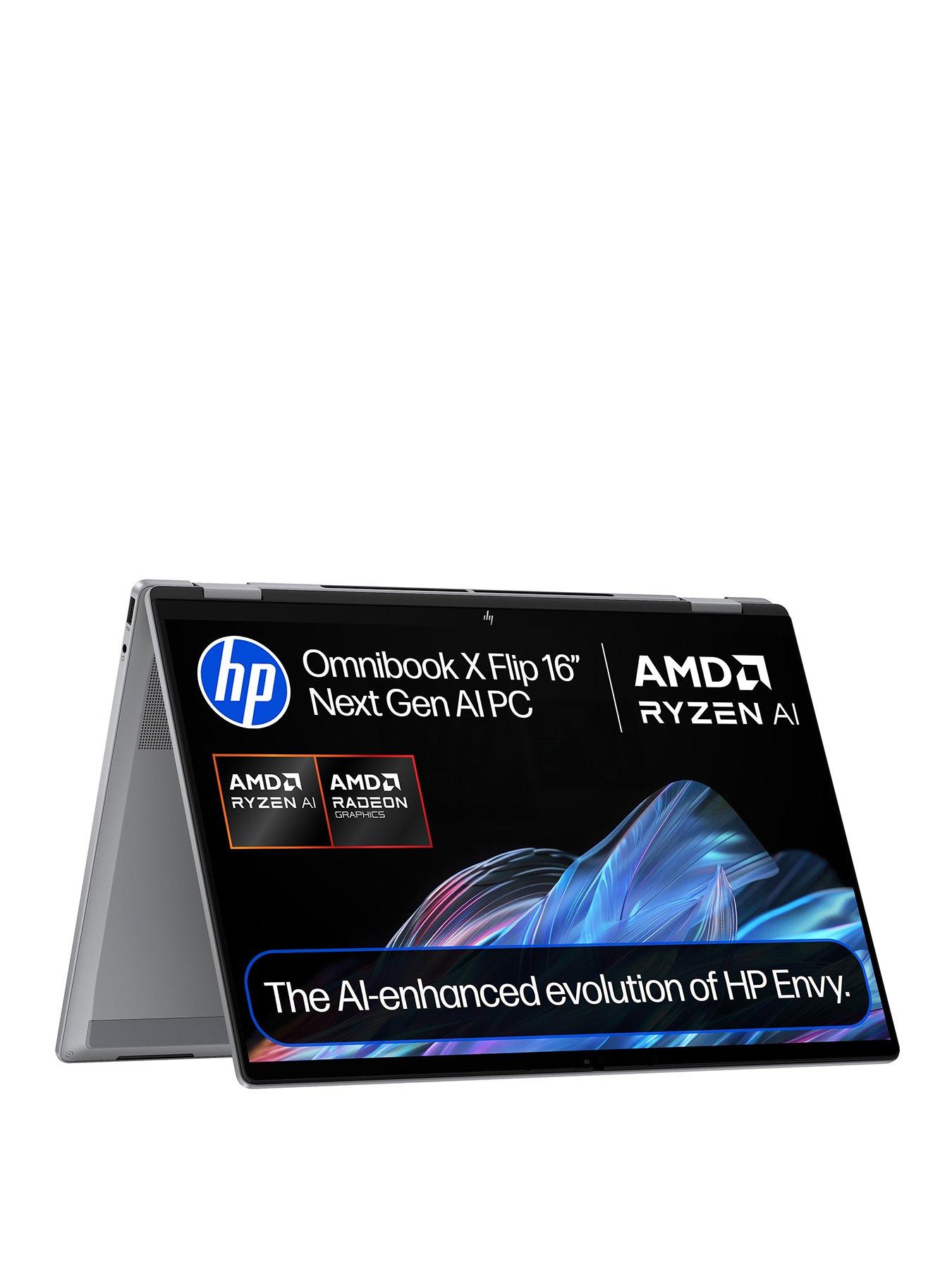 HP OmniBook X Flip 16-ar0002na - Copilot+ PC - AMD Ryzen AI 7 - 16GB RAM - 1TB - 16in Laptop - 3K OLED Touchscreen - Silver
