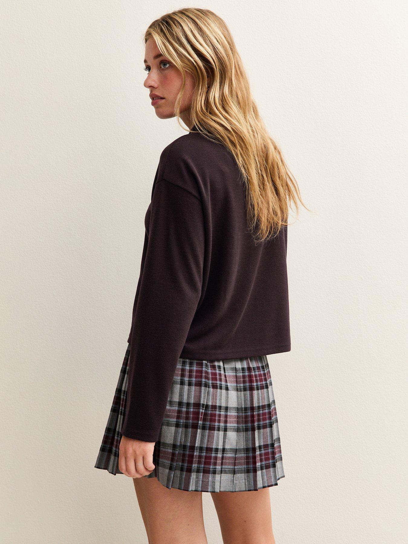 Image 2 of 6 of New Look Soft Touch Gold Button Polo Top - Dark Purple